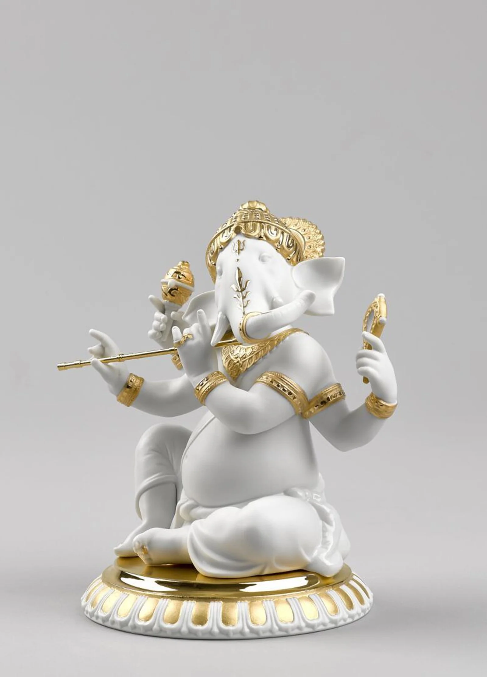 Lladro Bansuri Ganesha Figurine Golden Lustre - Image 7
