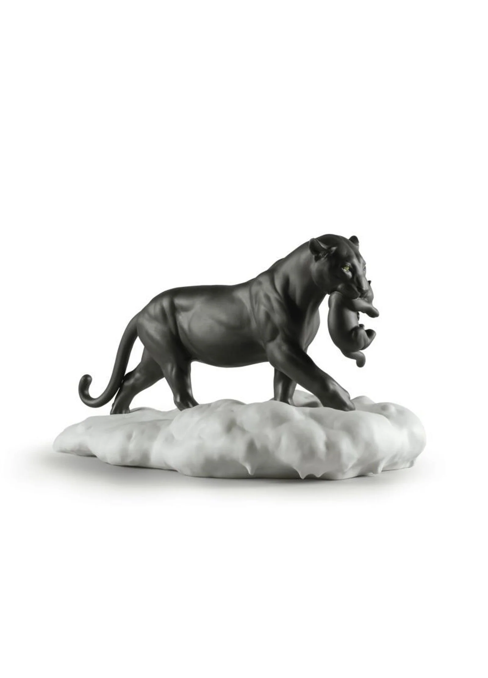 Lladro Black Panther with Cub Figurine - Image 2