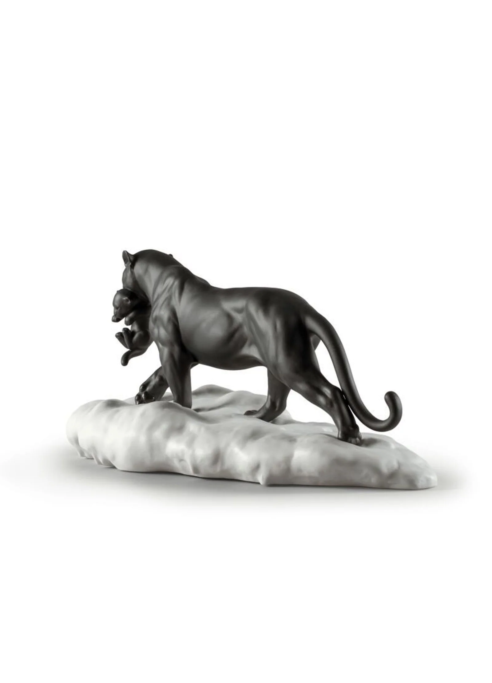 Lladro Black Panther with Cub Figurine - Image 4