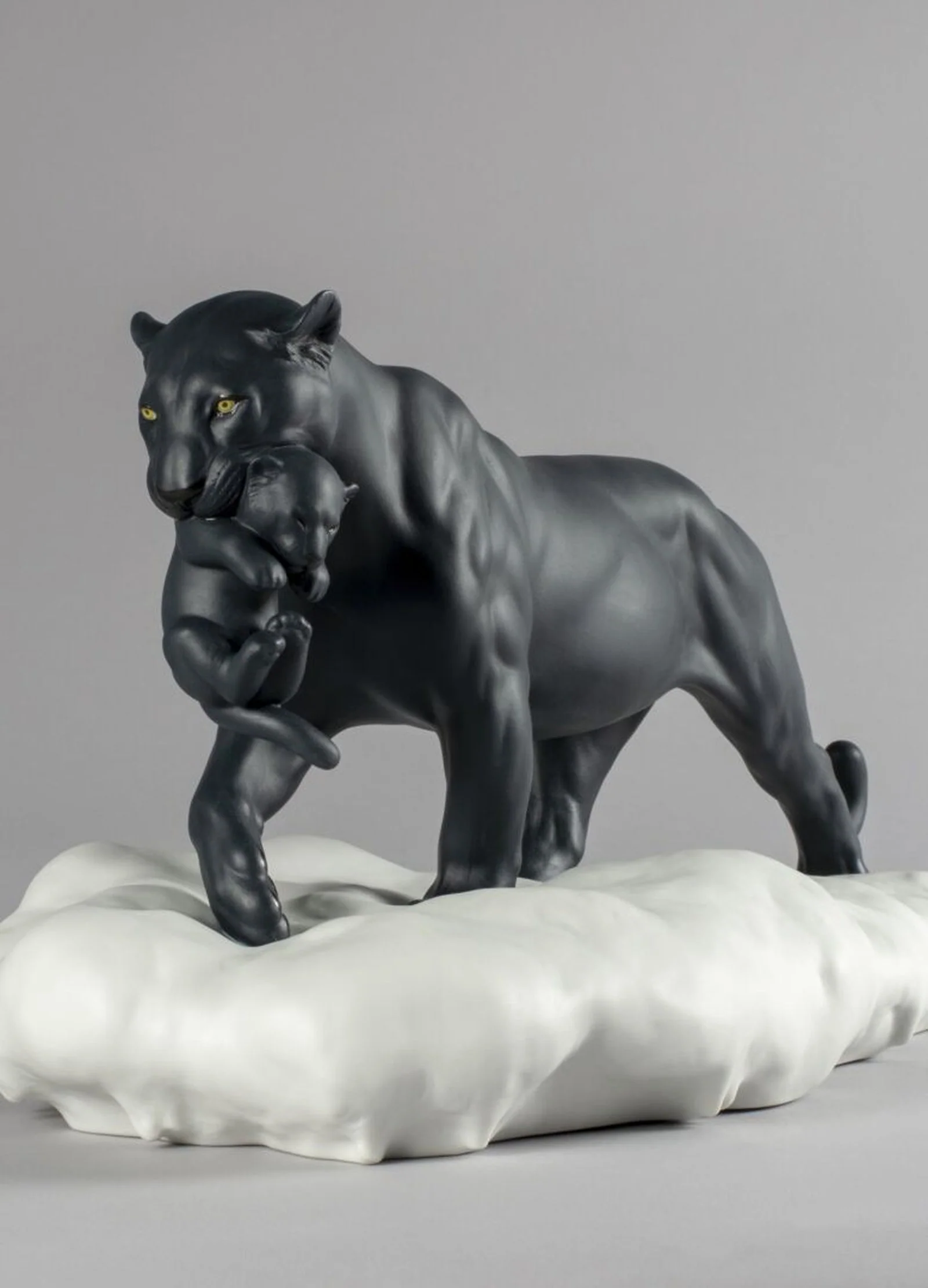 Lladro Black Panther with Cub Figurine - Image 5