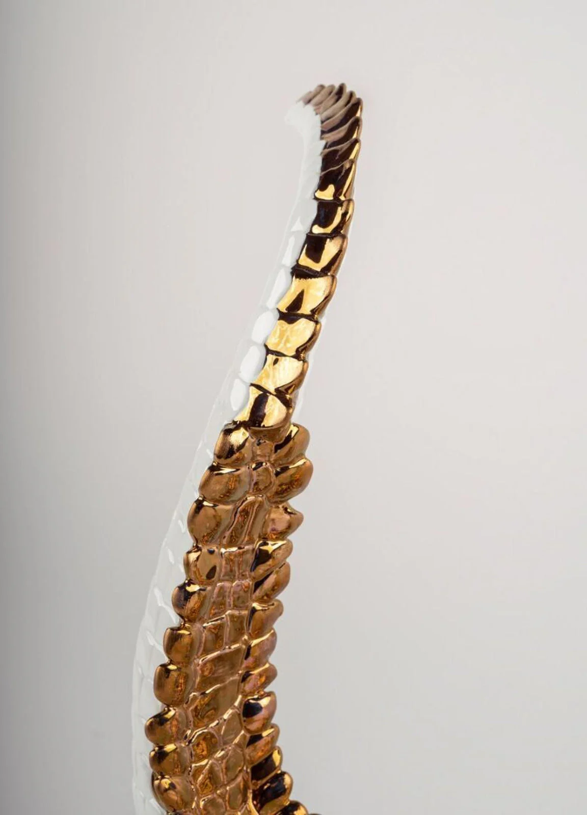Lladro Crocodile Figurine White and Copper - Image 6