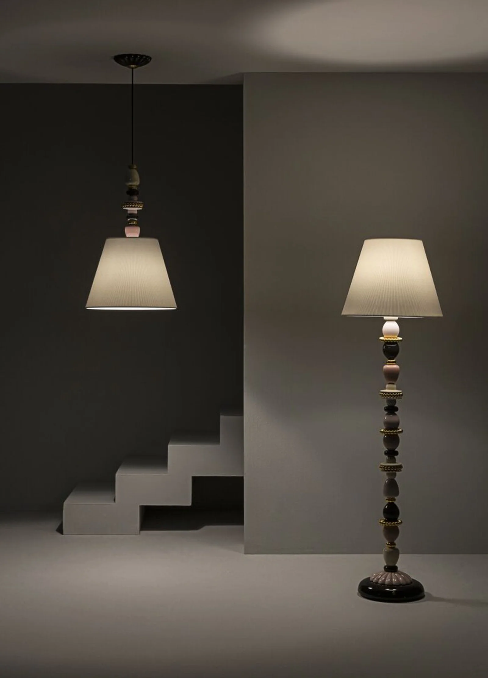 Lladro Firefly Ceiling Lamp Pink and Golden Luster (US) - Image 3