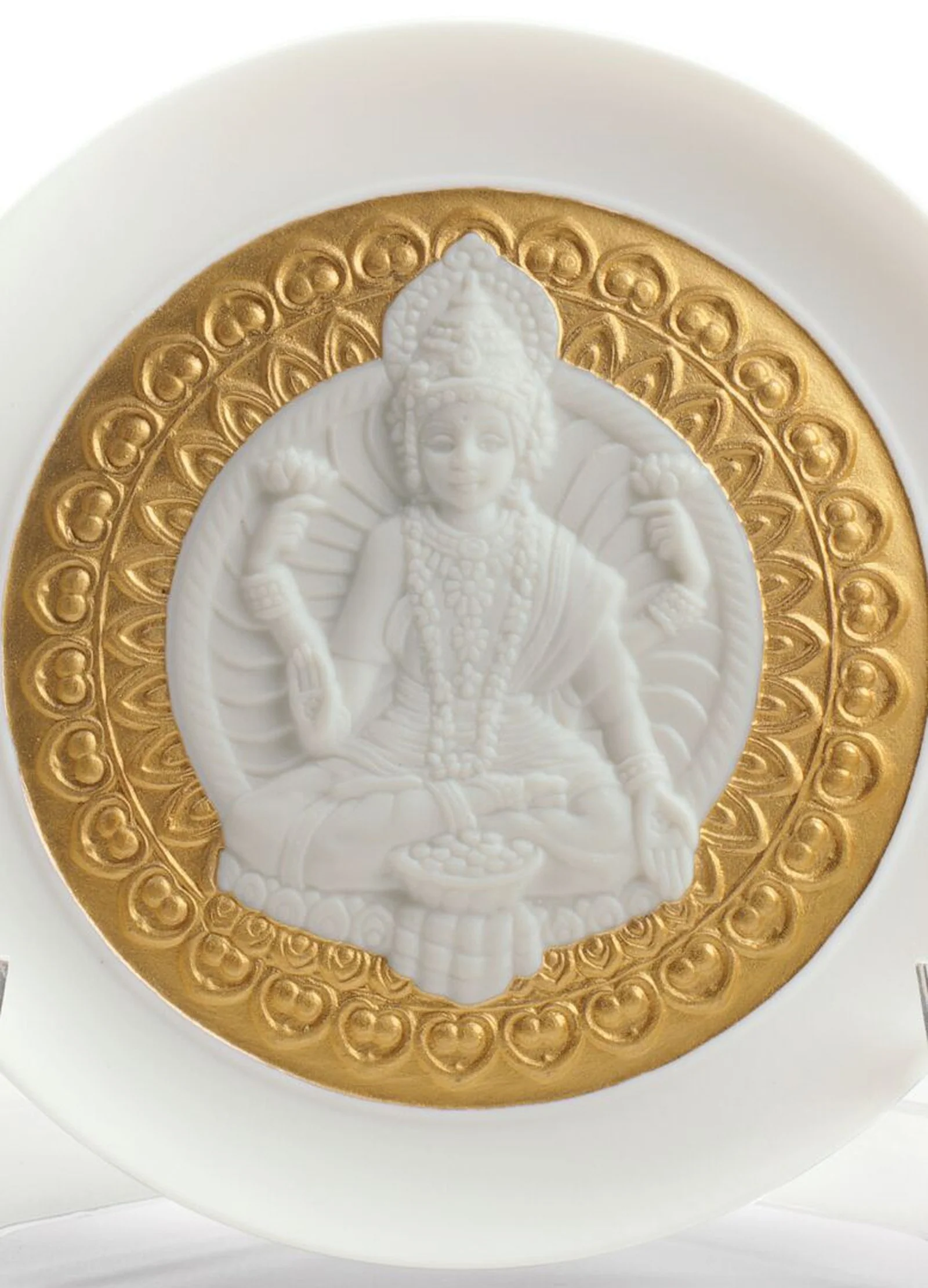 Lladro Goddes Lakshmi and Lord Ganesha Decorative Plates Set Golden Lustre - Image 2