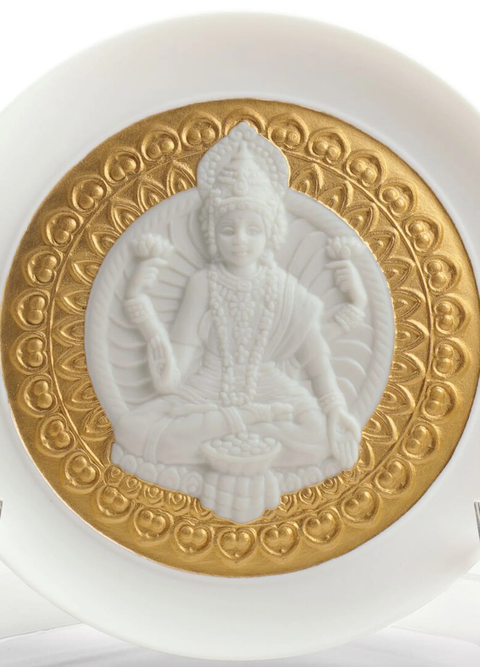 Lladro Goddess Lakshmi Decorative Plate Golden Lustre - Image 2