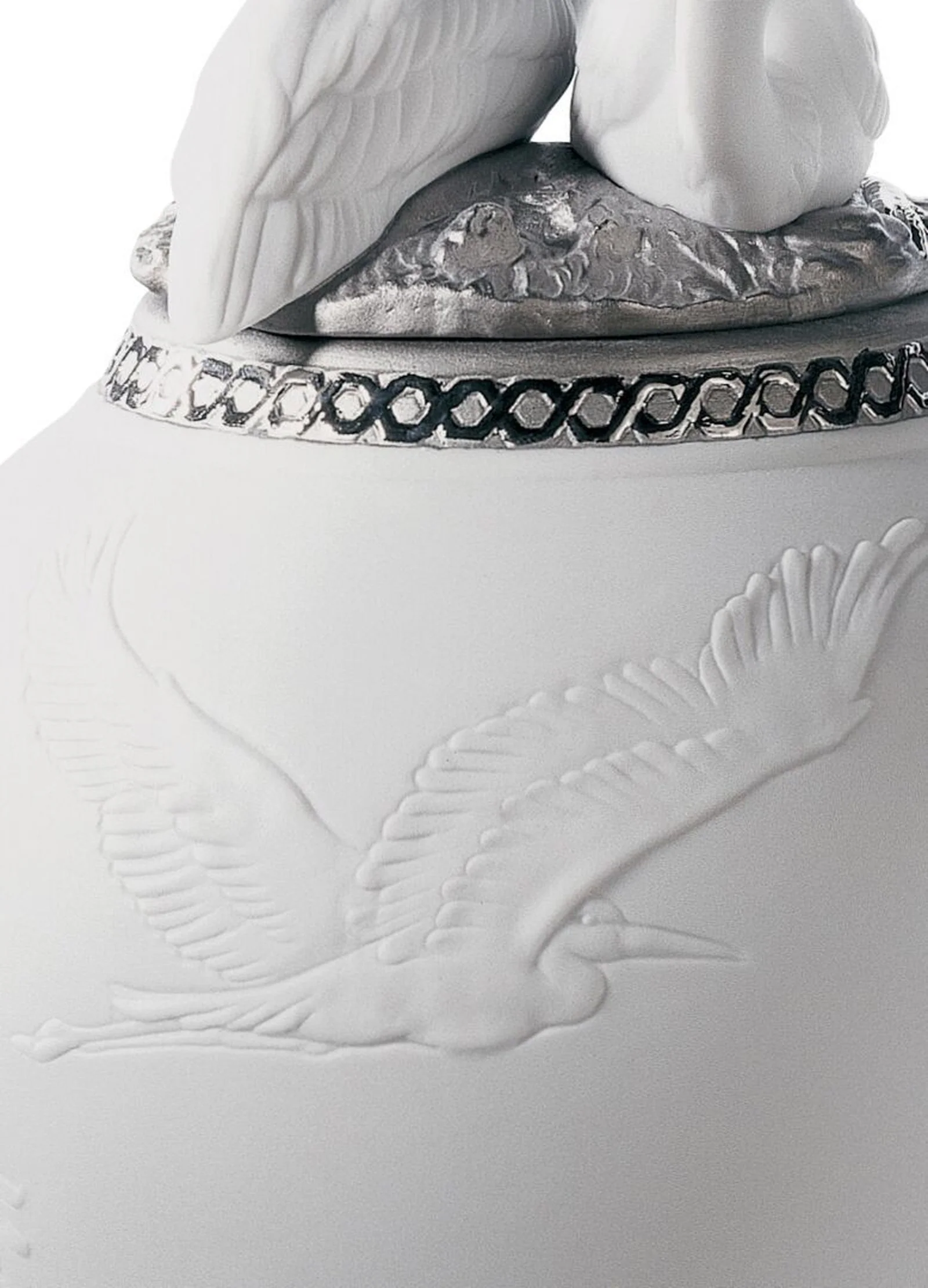 Lladro Herons Realm Covered Vase Figurine Silver Lustre - Image 3