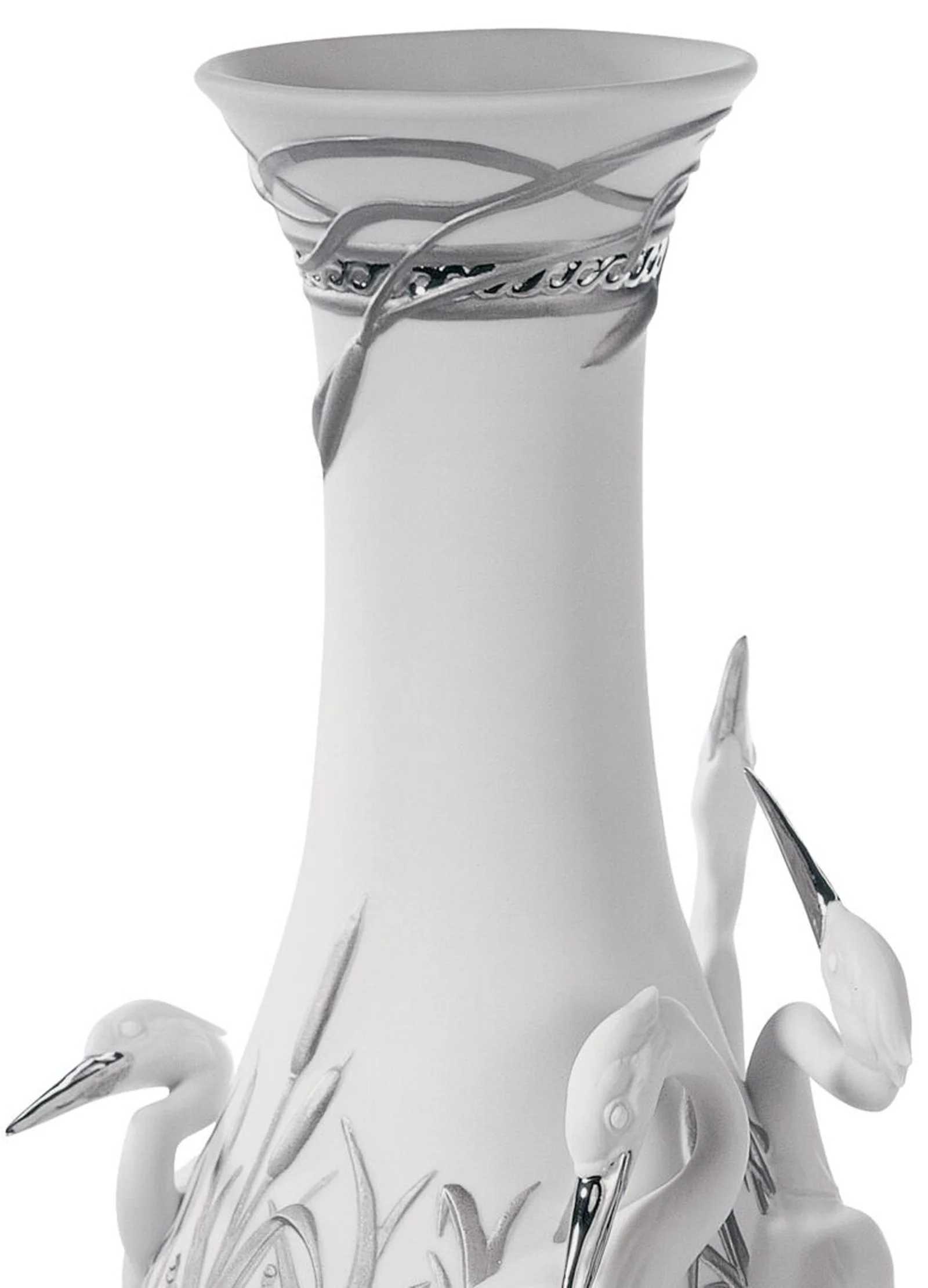 Lladro Herons' Realm Vase Silver Lustre - Image 2
