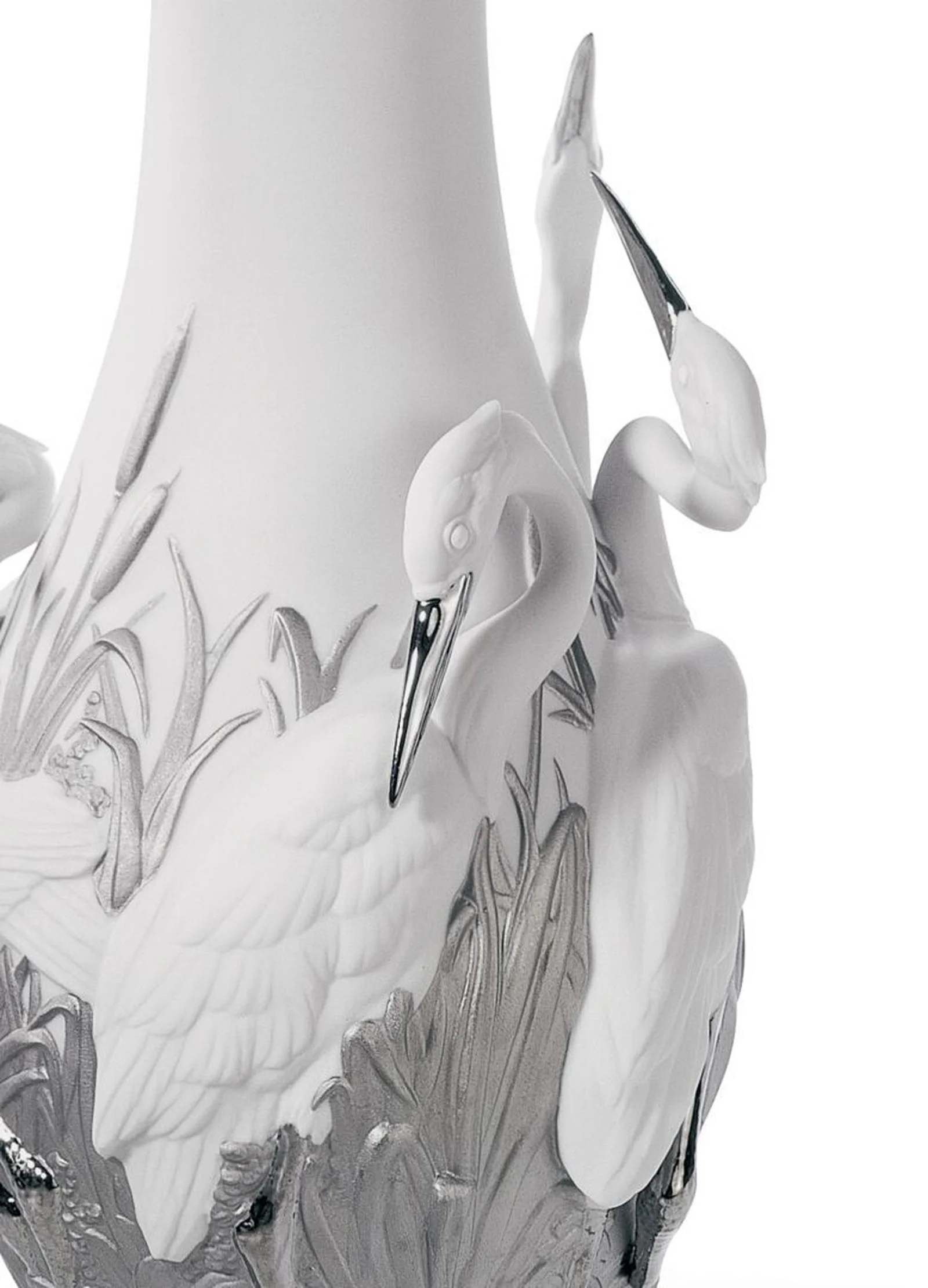 Lladro Herons' Realm Vase Silver Lustre - Image 3