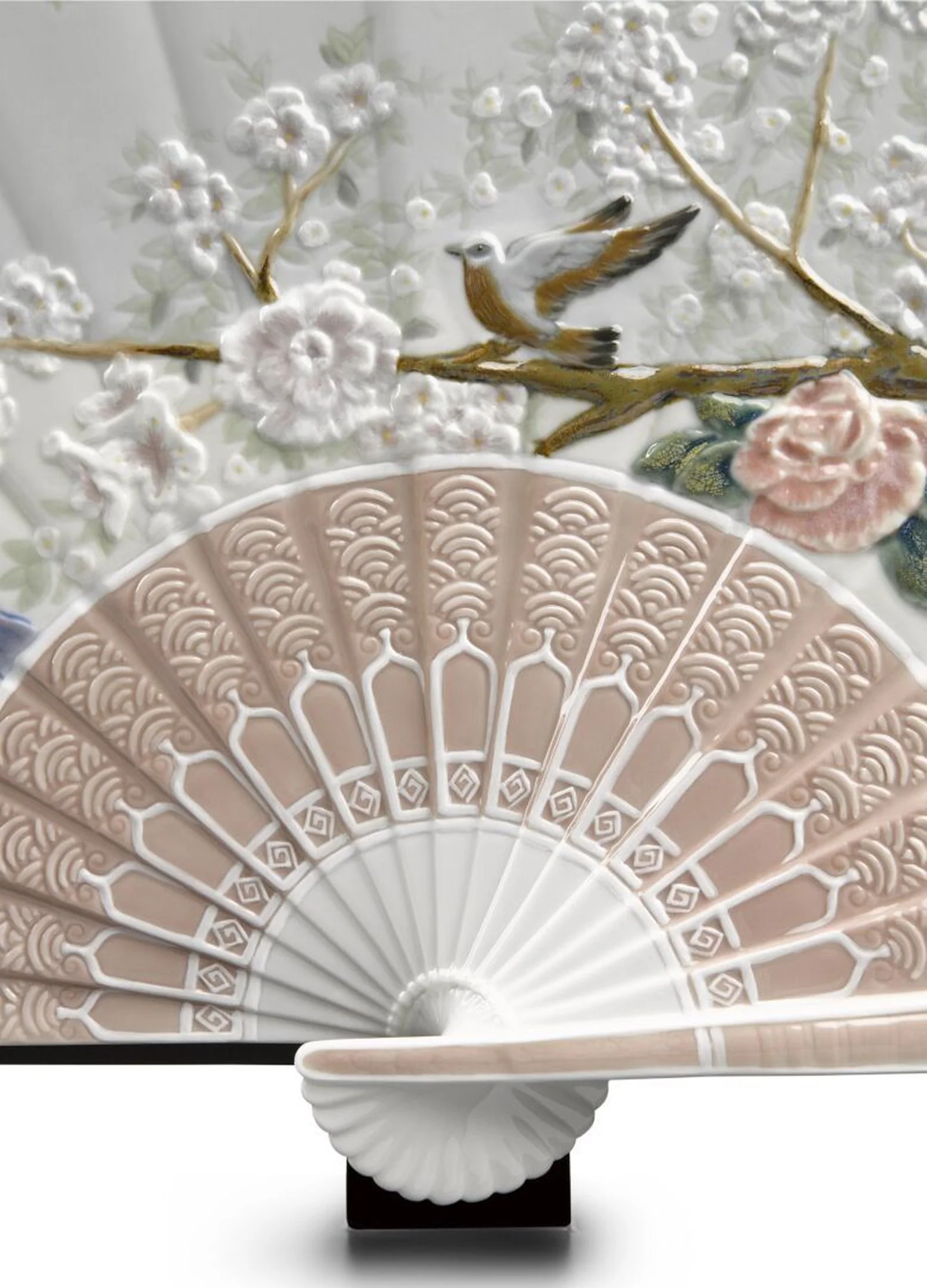 Lladro Iris and Cherry Flowers Fan Decorative Fan Limited Edition - Image 2