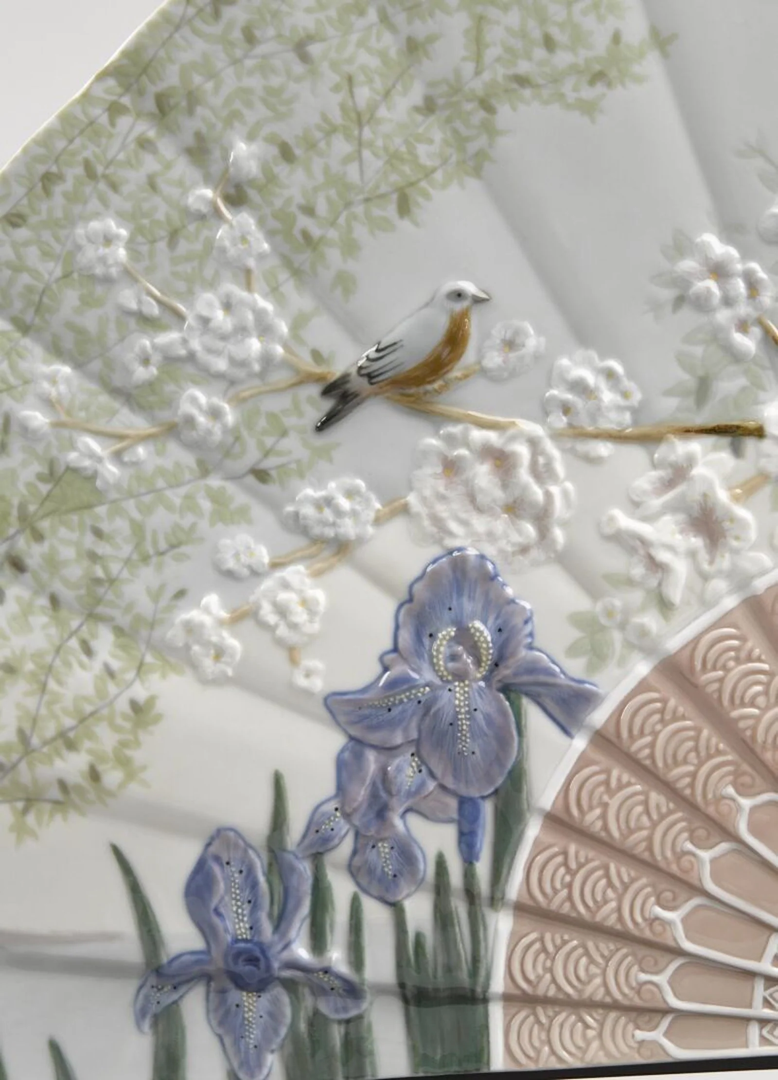 Lladro Iris and Cherry Flowers Fan Decorative Fan Limited Edition - Image 5