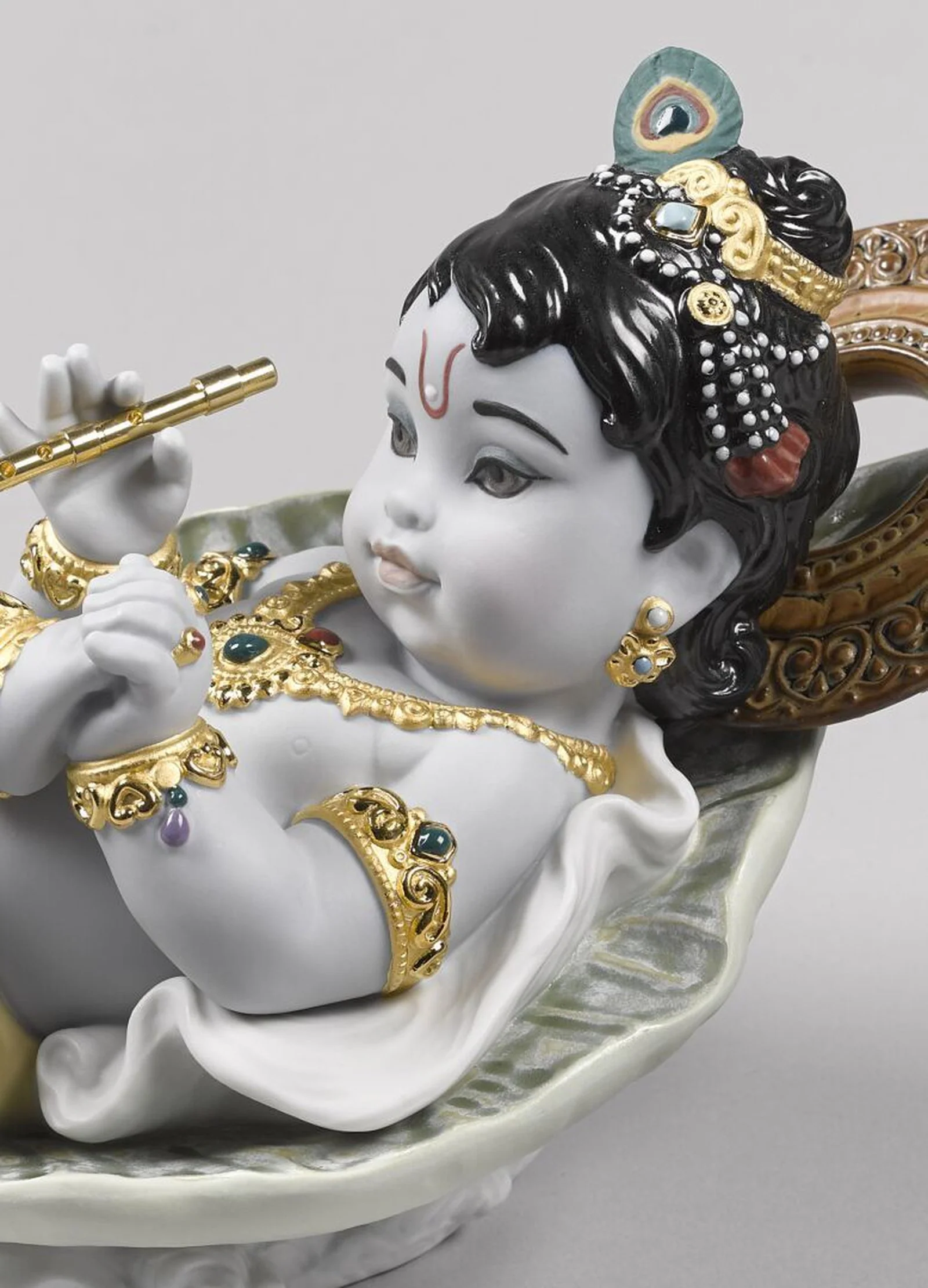 Lladro Krishna on Leaf Figurine - Image 2