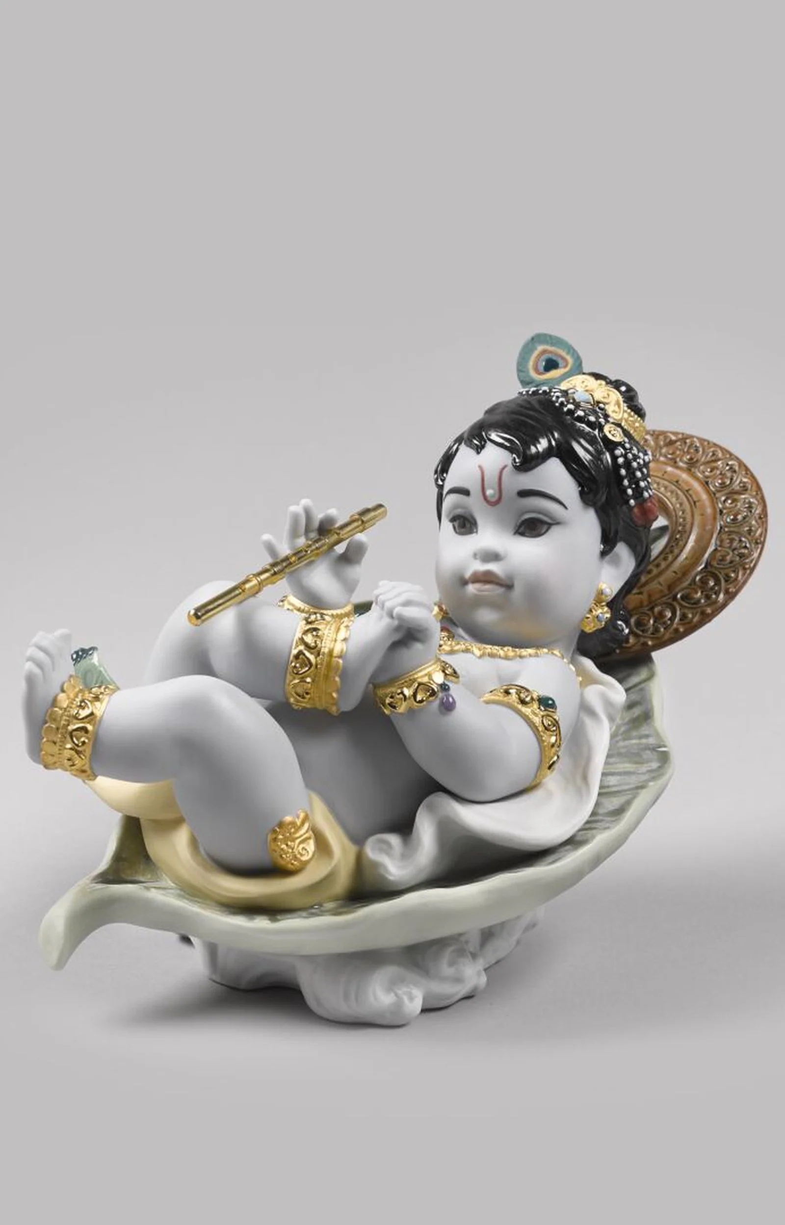 Lladro Krishna on Leaf Figurine - Image 4