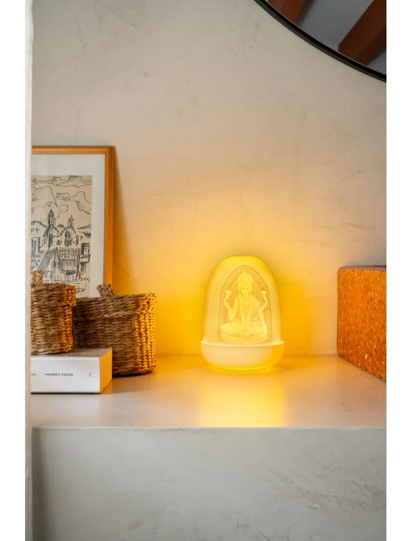 Lladro Lord Ganesha & Goddess Lakshmi Dome Lamp - Image 2