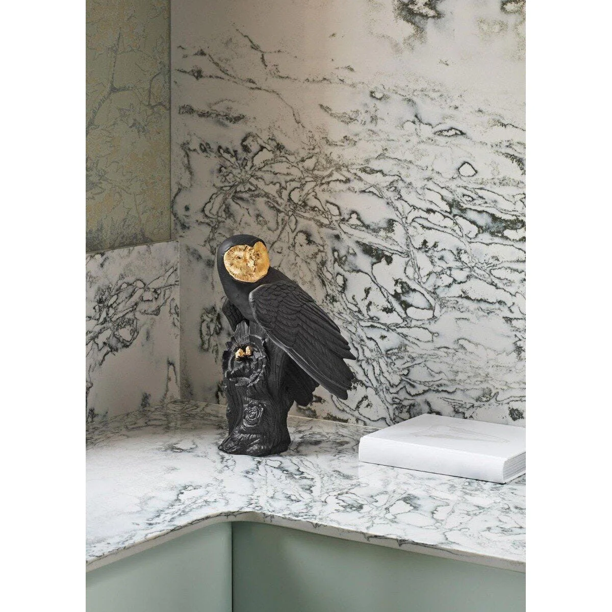 Lladro Owl (Black-Gold) - Image 2