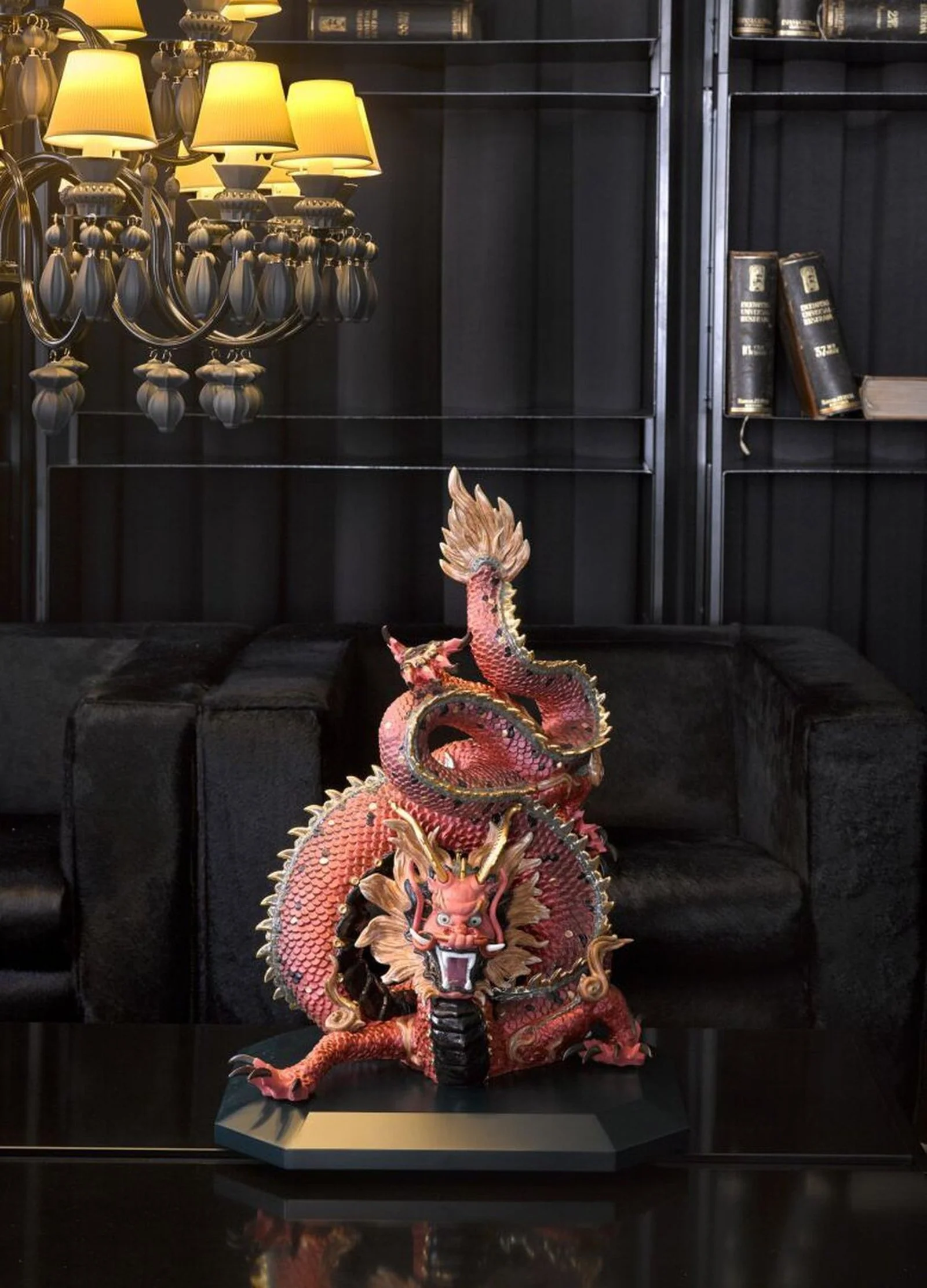 Lladro Protective Dragon Sculpture Golden Luster and Red - Limited Edition - Image 2