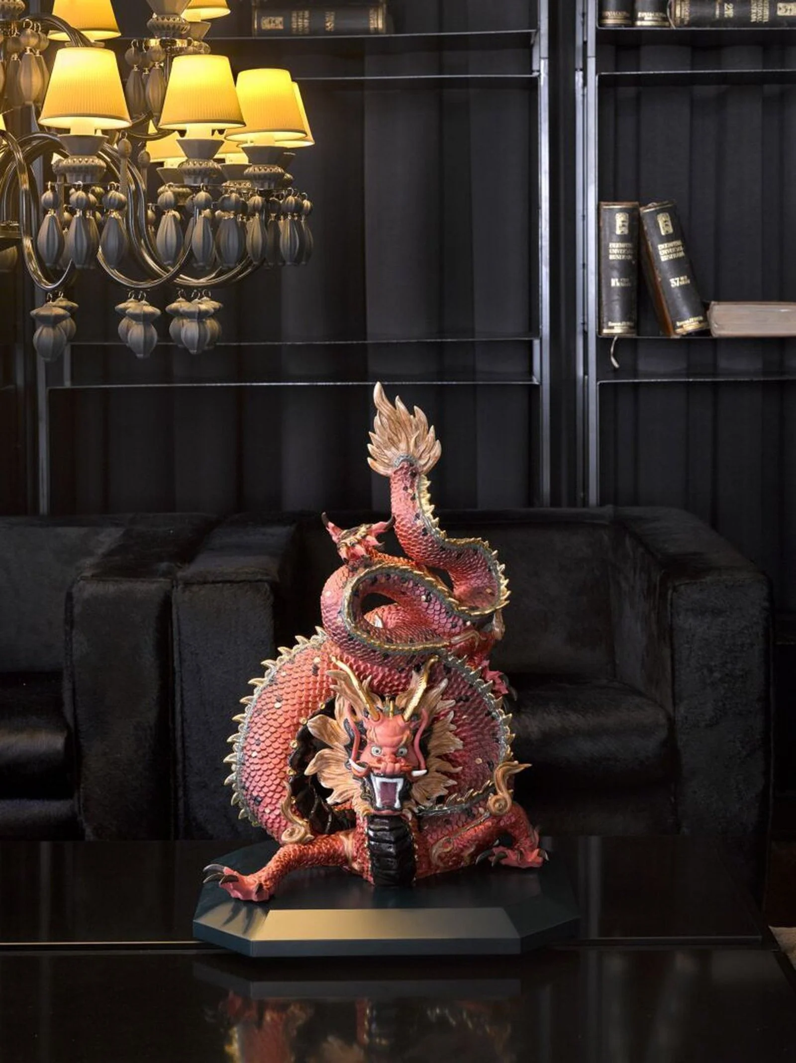 Lladro Protective Dragon Sculpture Golden Luster and Red - Limited Edition - Image 5