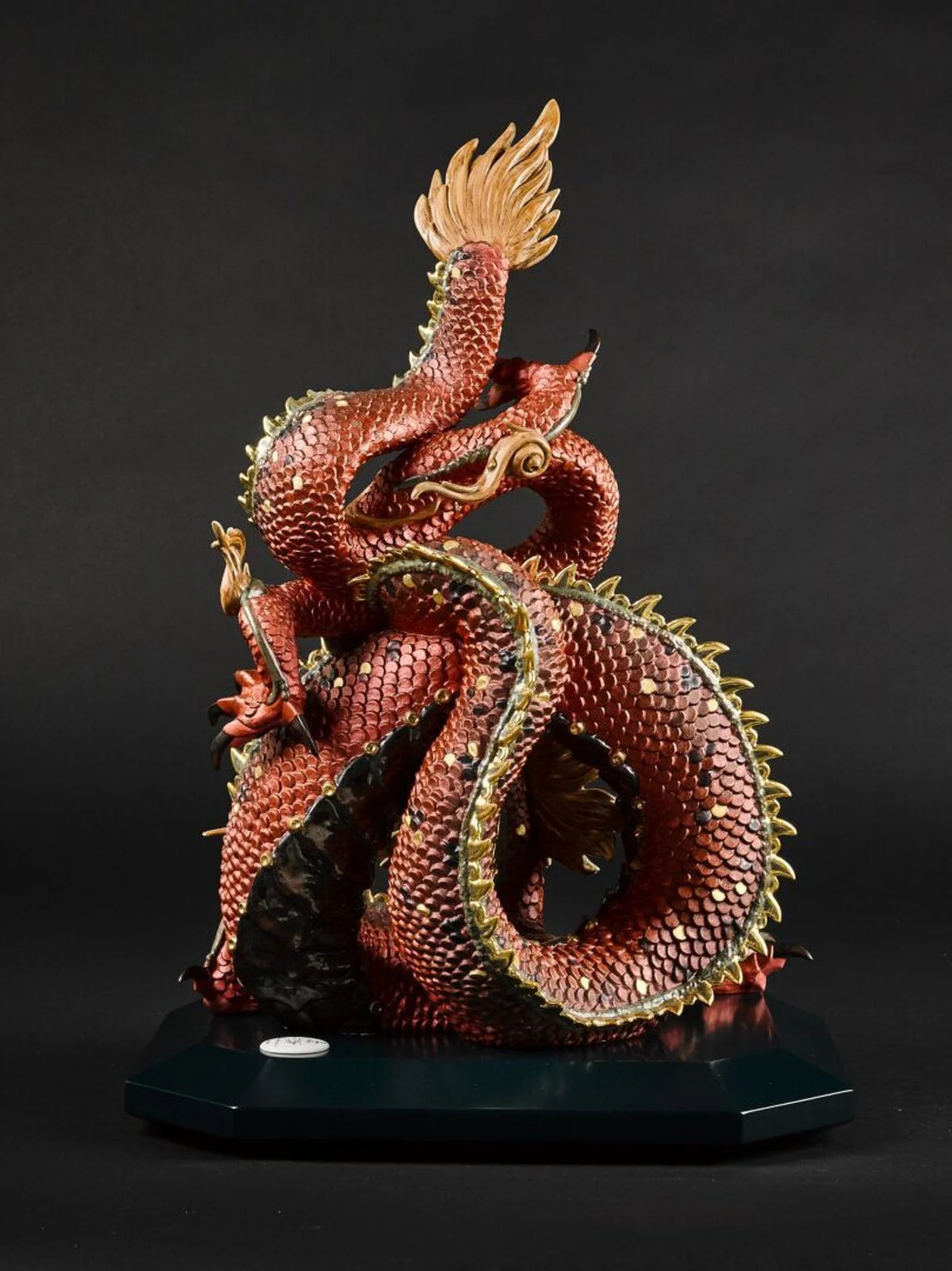 Lladro Protective Dragon Sculpture Golden Luster and Red - Limited Edition - Image 6
