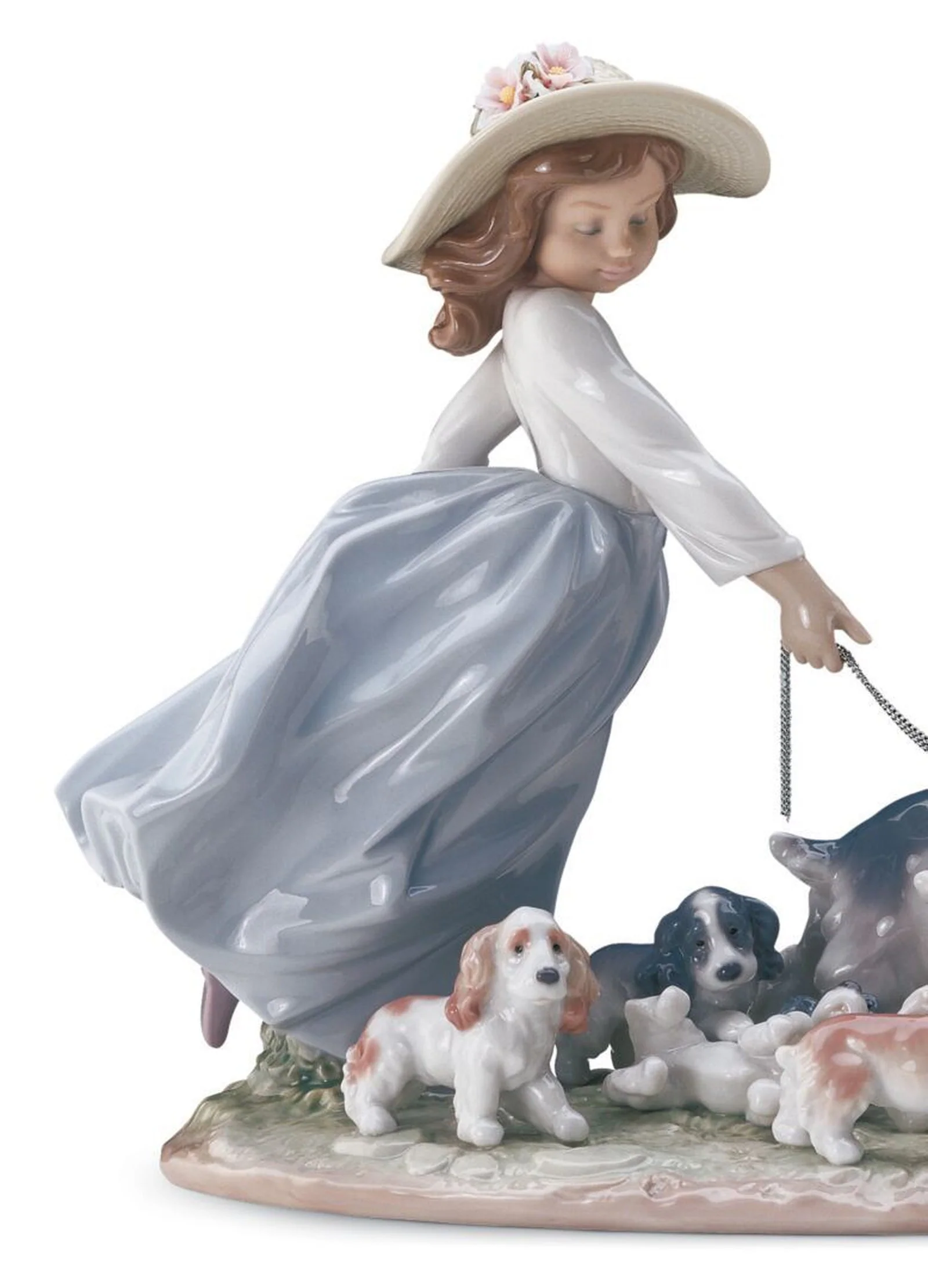 Lladro Puppy Parade Girl with Dogs Figurine - Image 3