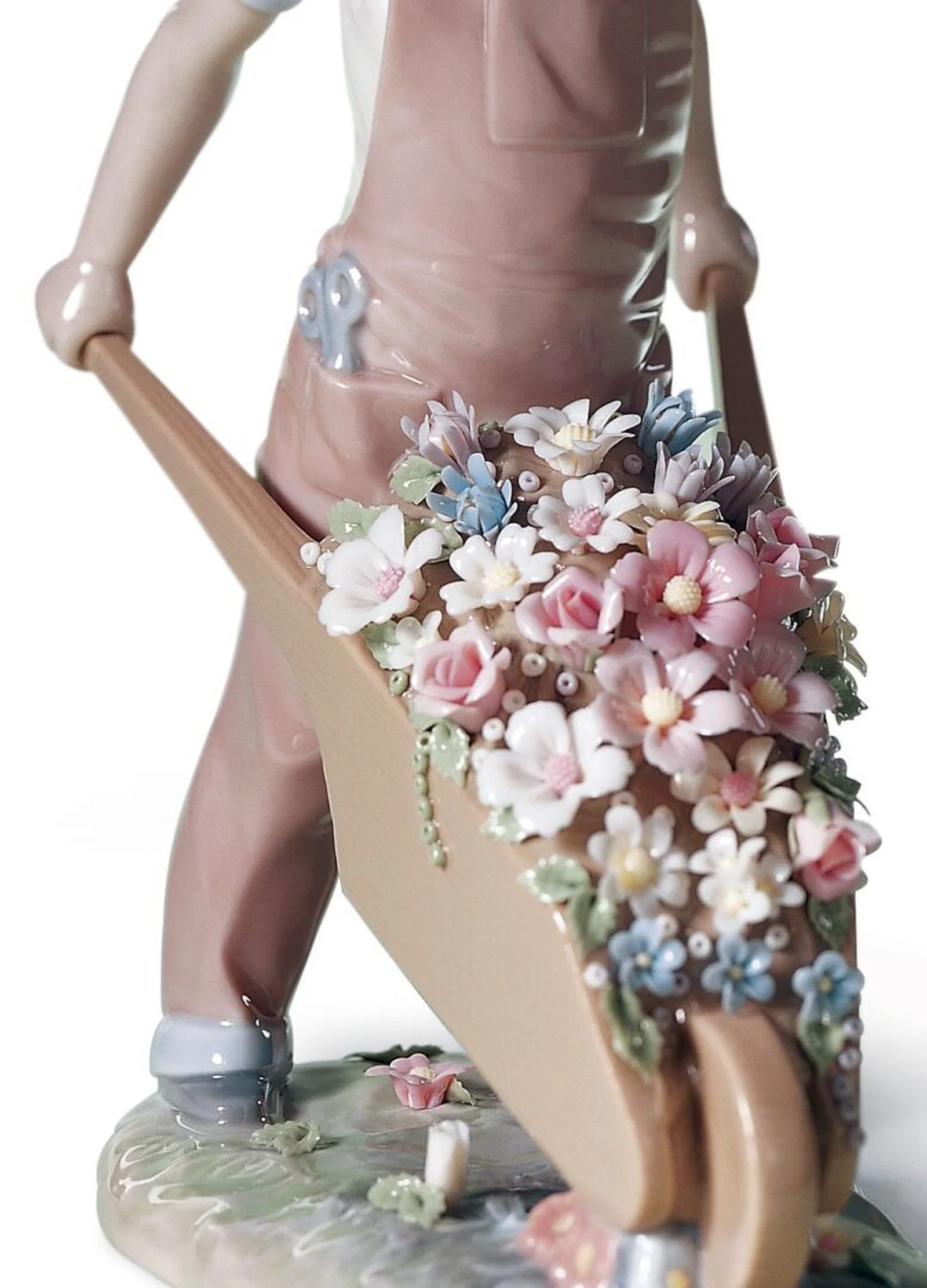 Lladro Wheelbarrow with Flowers Boy Figurine - Image 3