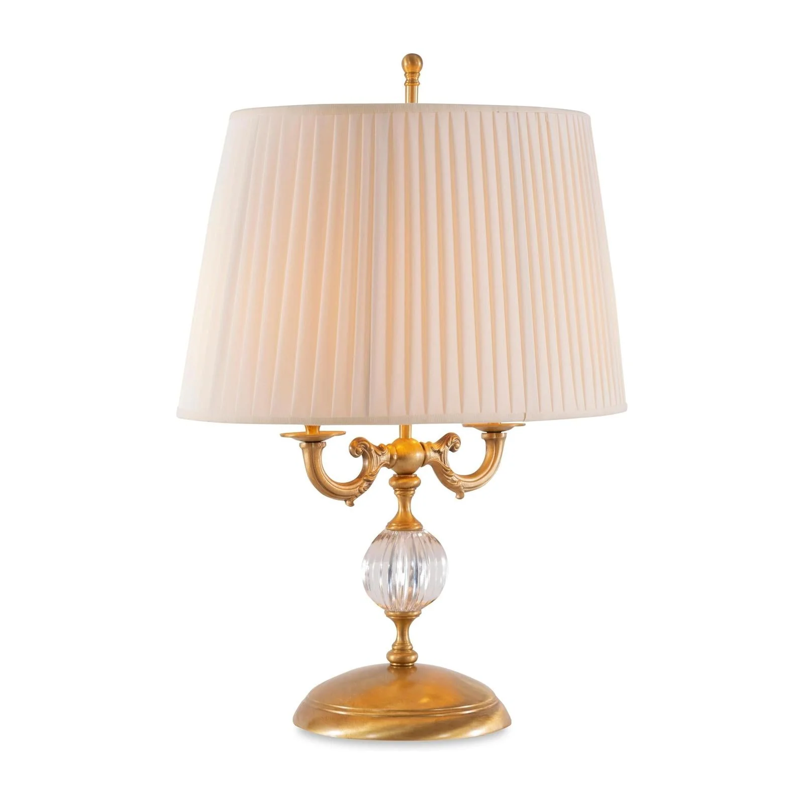 Maitland Smith Aged Brass Table Lamp W/ Crystal Insert - Image 2
