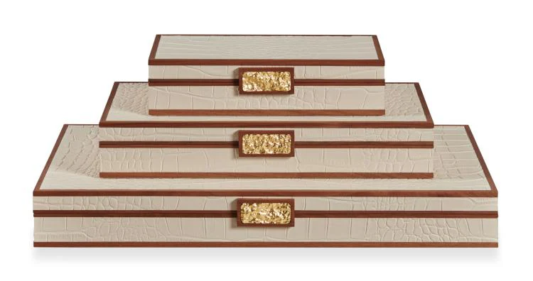 Maitland Smith Cream Stacking Boxes - Image 2