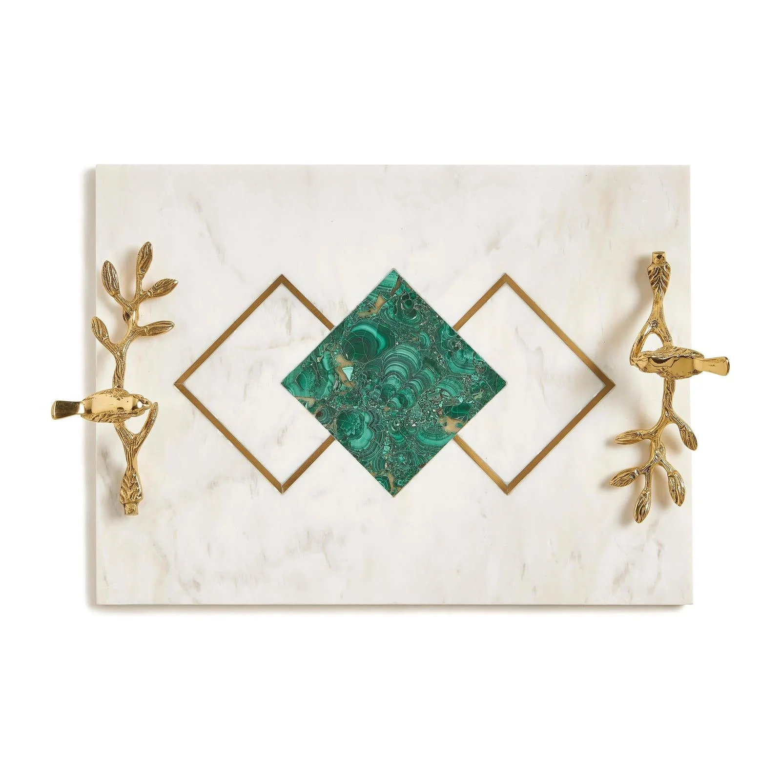 Maitland Smith Green Marble Inlay Tray Clearance - Image 2