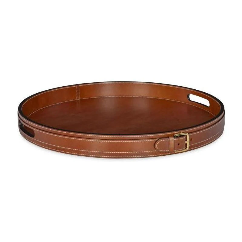Maitland Smith Leather Buckle Tray
