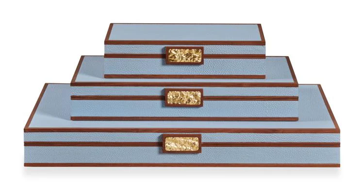 Maitland Smith Light Blue Stacking Boxes - Image 2