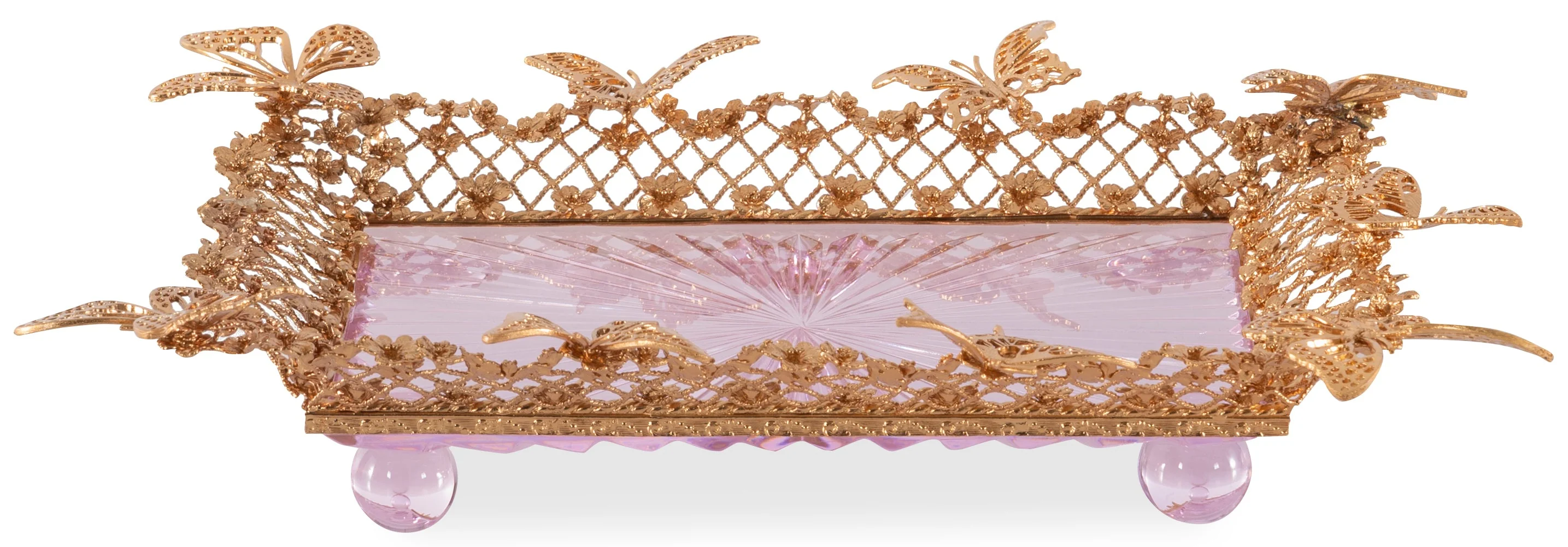 Maitland Smith Pink Carved Butterfly Tray Clearance - Image 3