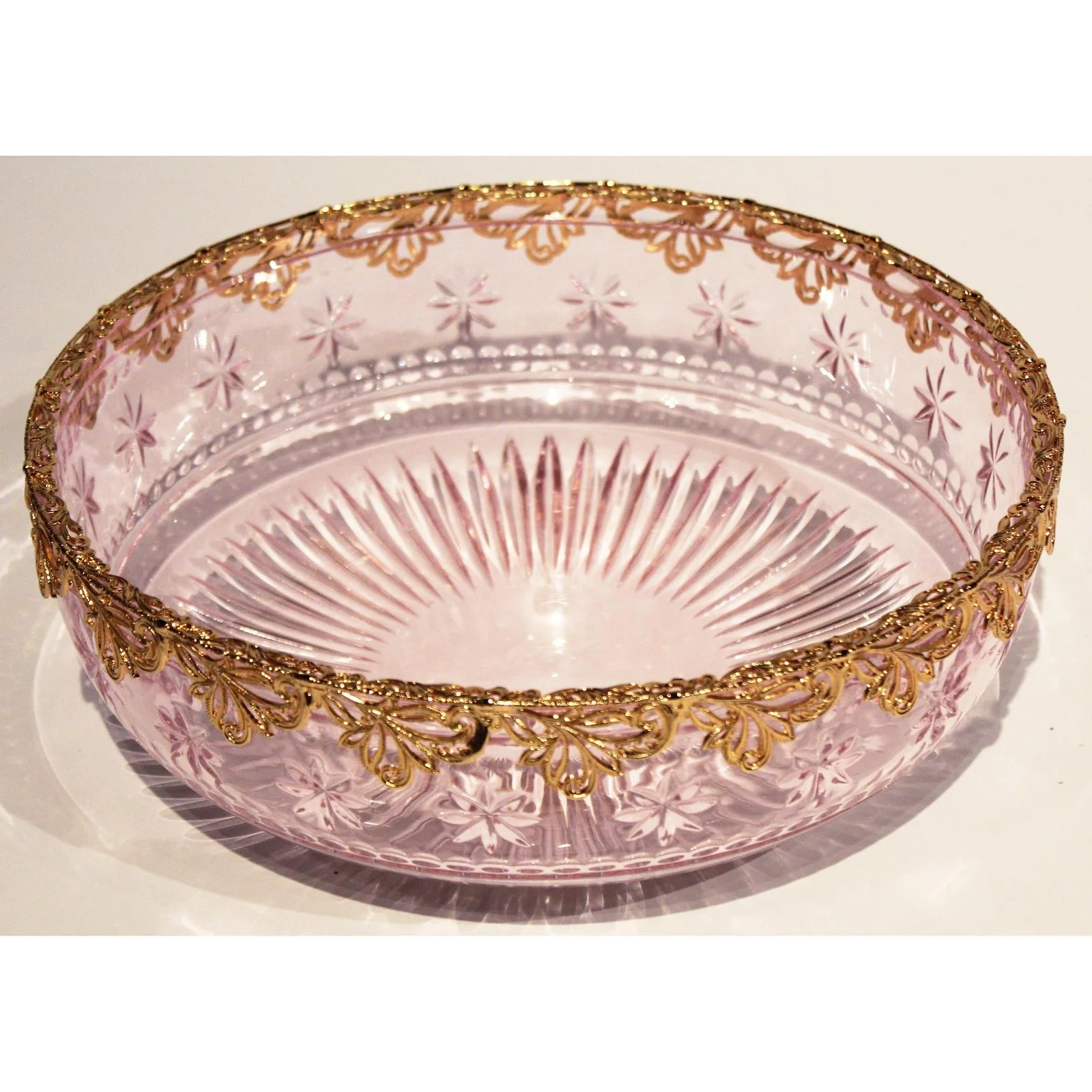 Maitland Smith Pink Carved Crystal Bowl - Image 2