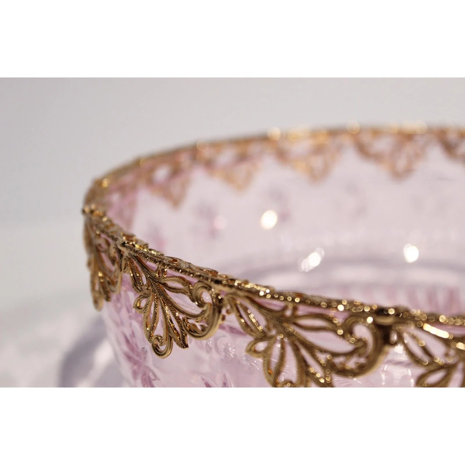 Maitland Smith Pink Carved Crystal Bowl - Image 3