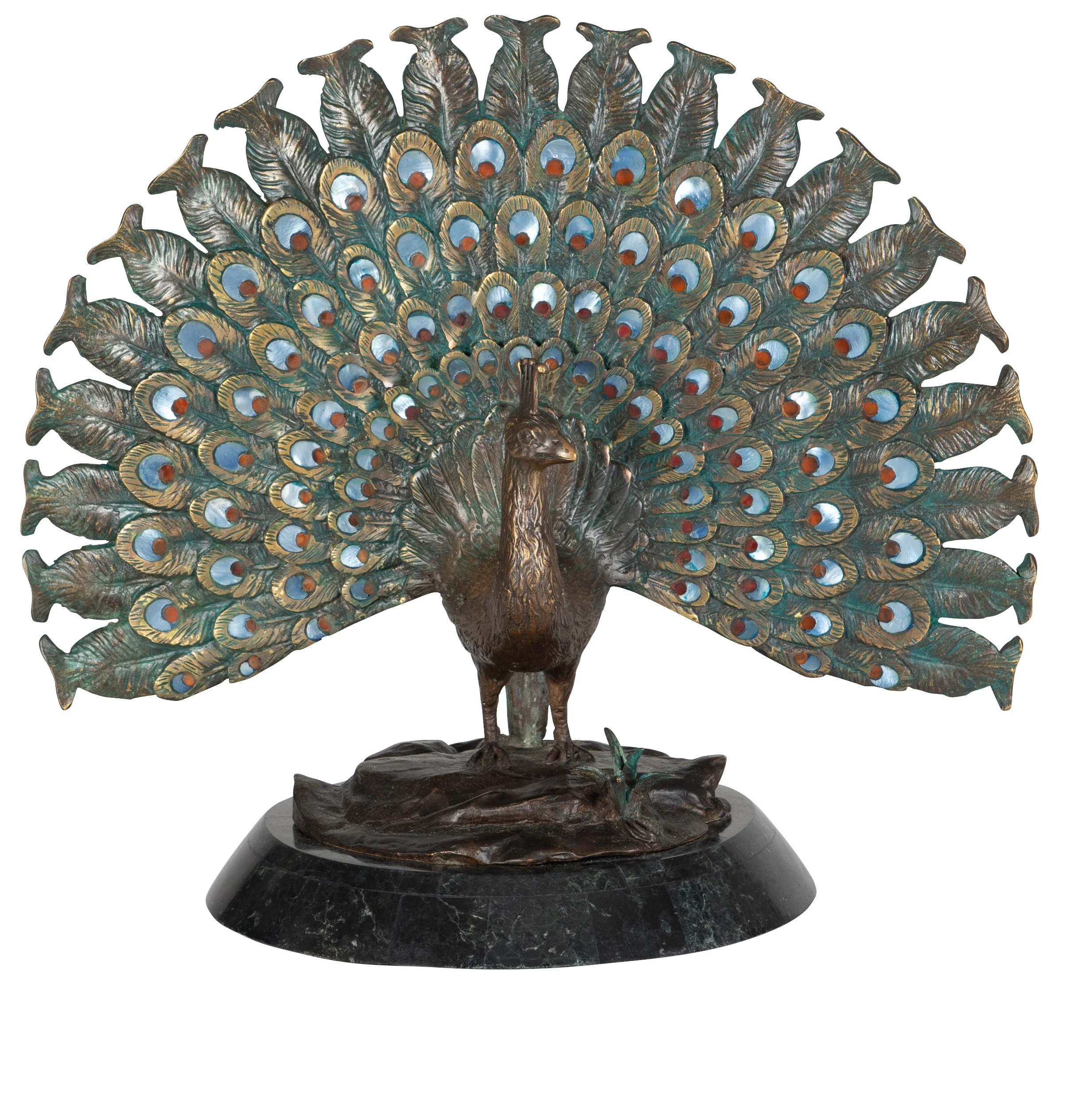 Maitland Smith Puffed Peacock Sculpture - Image 2