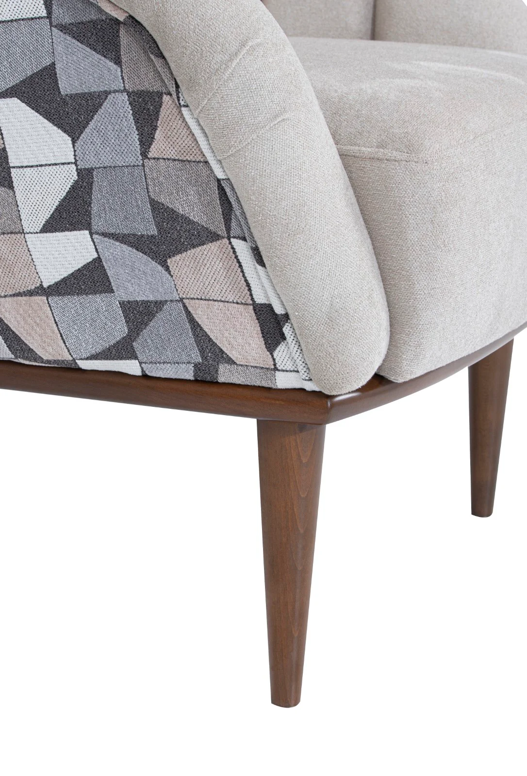 Michael Amini Balboa Chenille Accent Chair - Beach Gray/Warm Walnut - Image 10