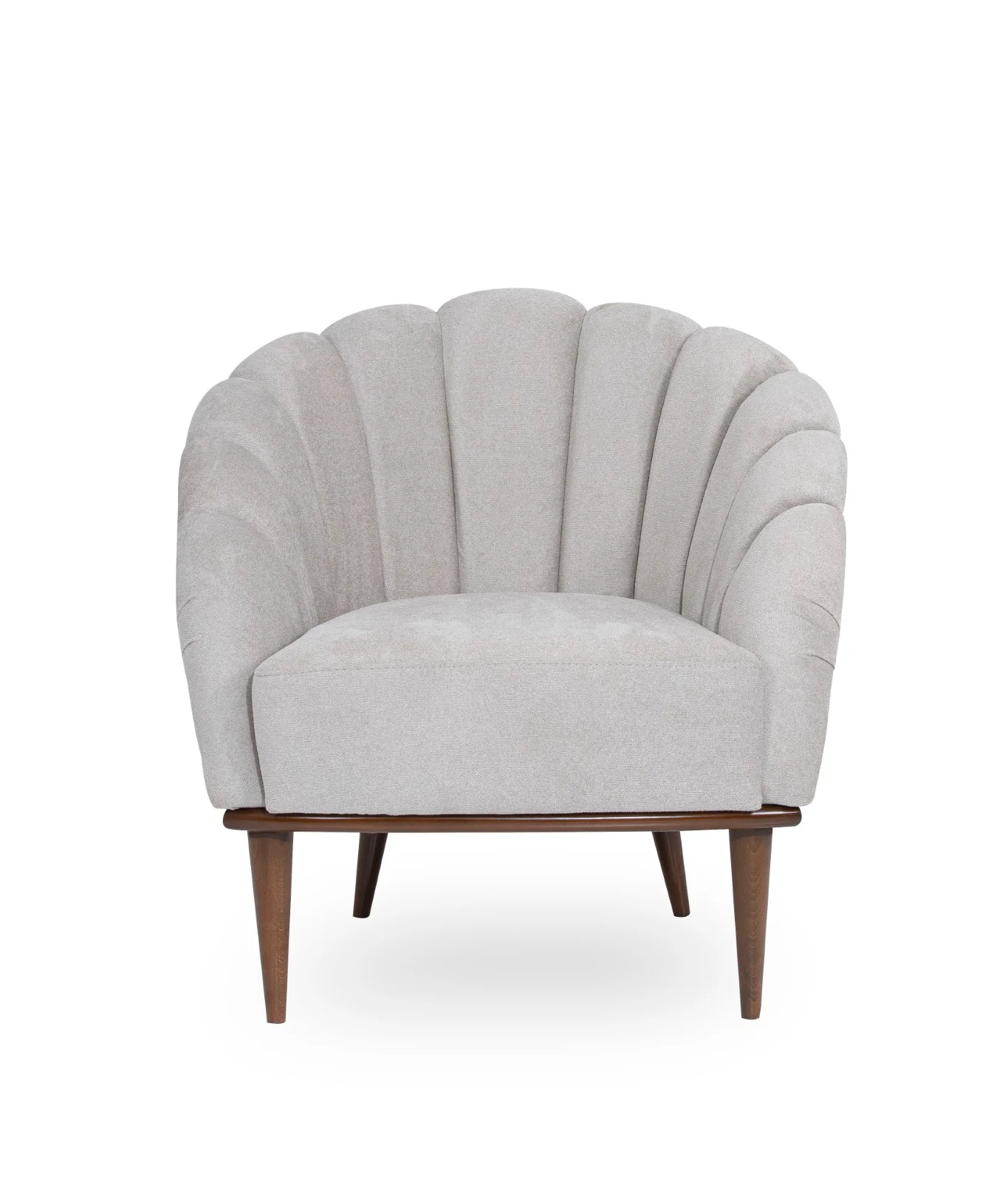 Michael Amini Balboa Chenille Accent Chair - Beach Gray/Warm Walnut - Image 2