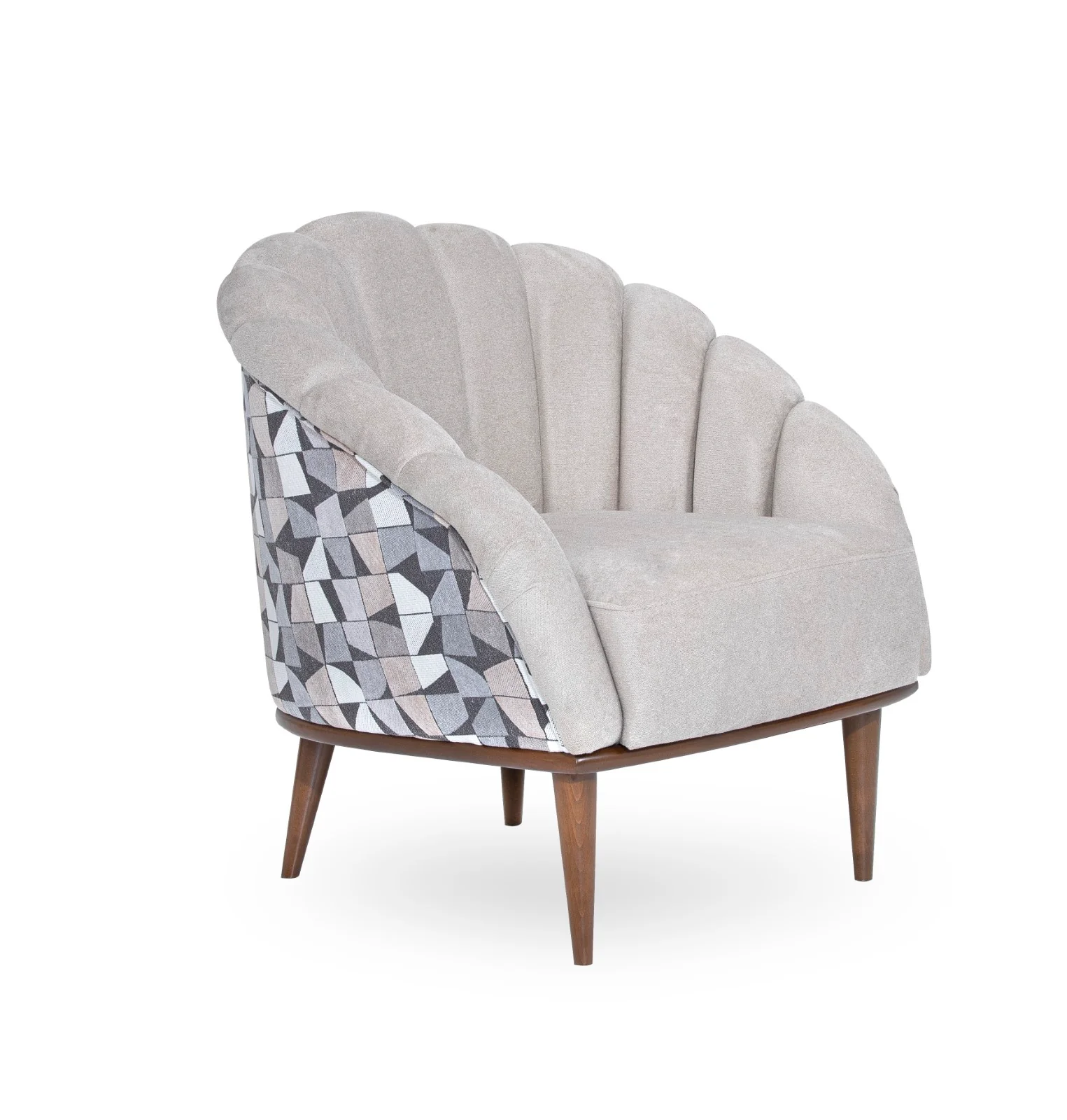 Michael Amini Balboa Chenille Accent Chair - Beach Gray/Warm Walnut - Image 3