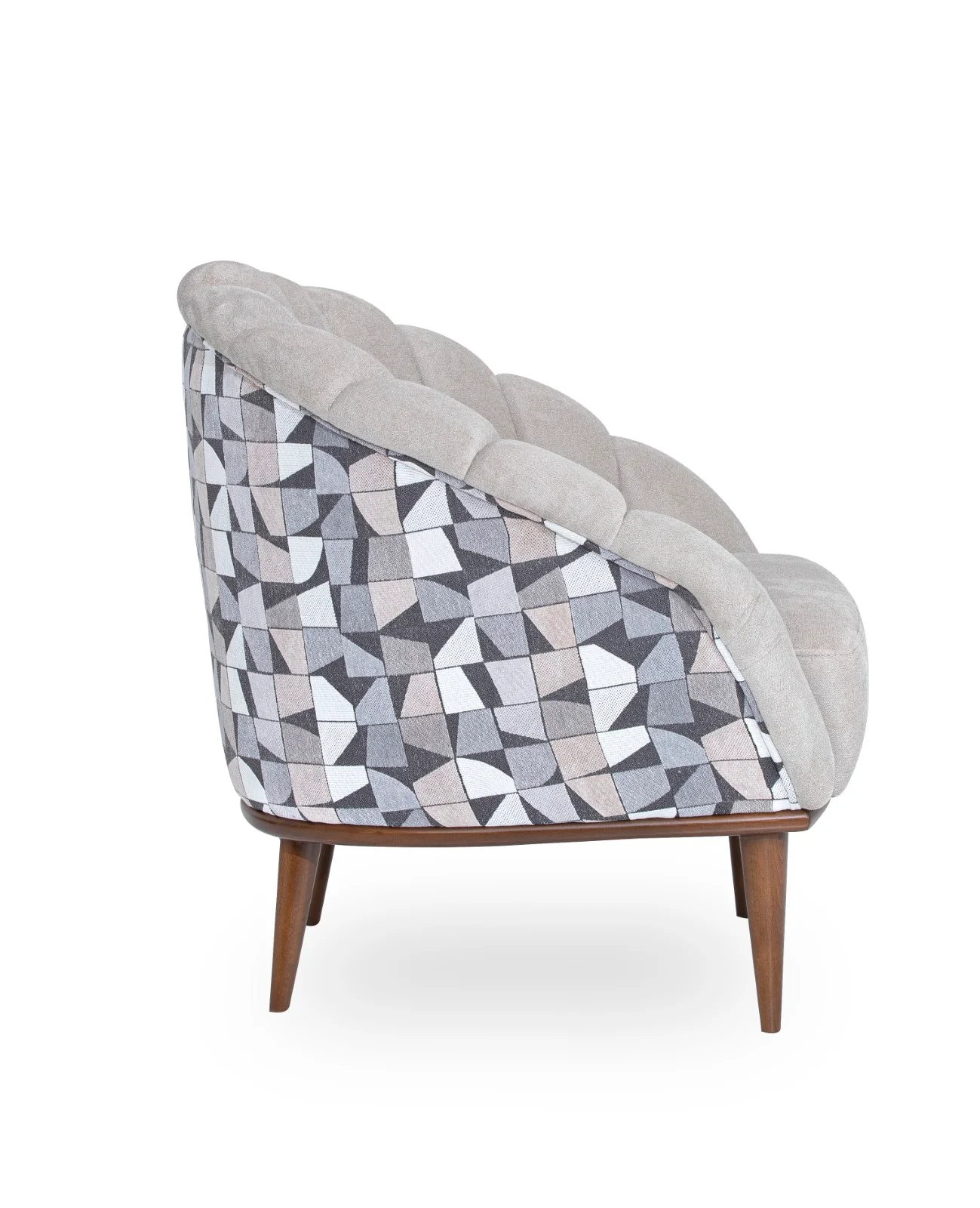 Michael Amini Balboa Chenille Accent Chair - Beach Gray/Warm Walnut - Image 4