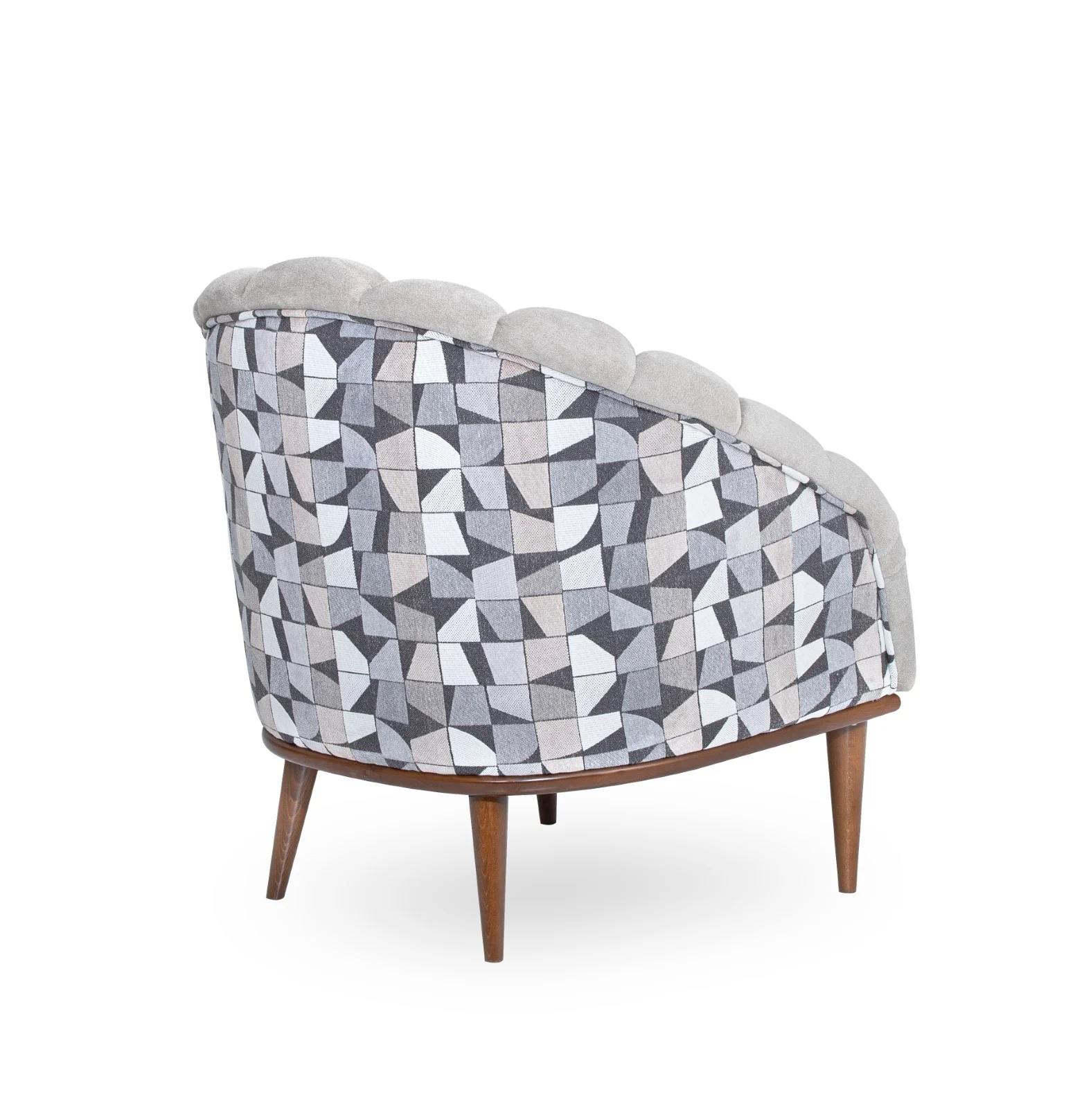 Michael Amini Balboa Chenille Accent Chair - Beach Gray/Warm Walnut - Image 5