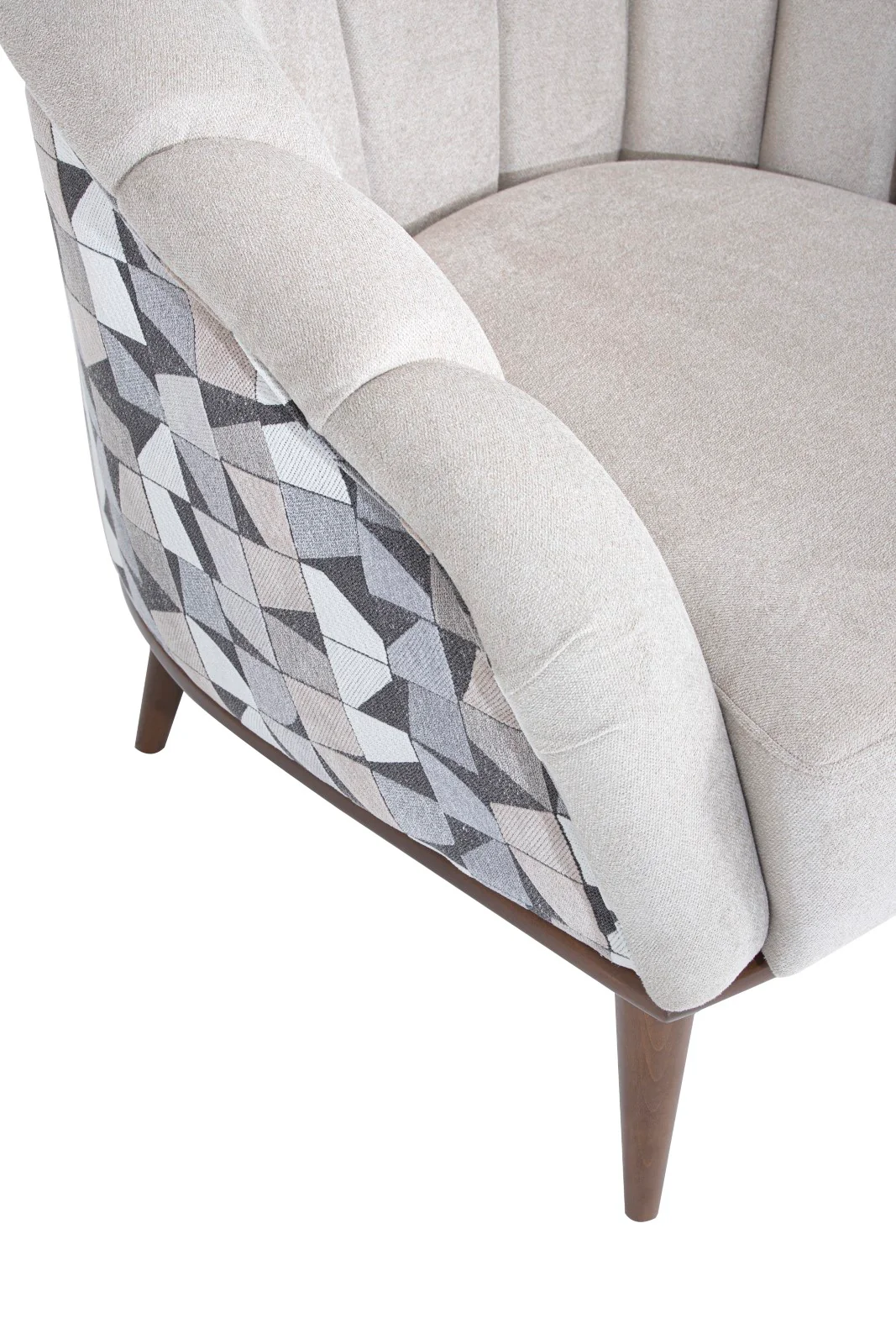 Michael Amini Balboa Chenille Accent Chair - Beach Gray/Warm Walnut - Image 8