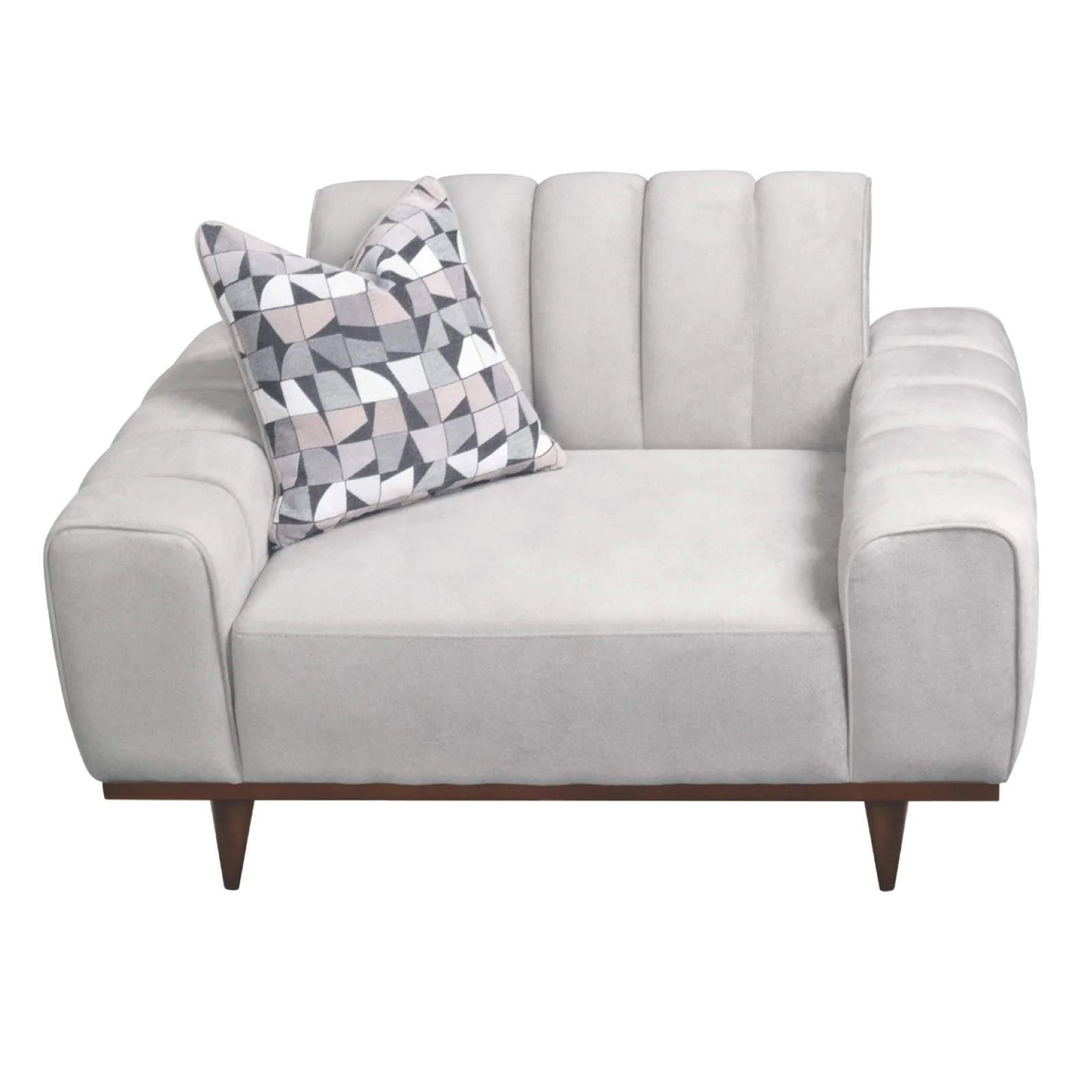 Michael Amini Balboa Chenille Chair and a Half - Shell Gray/Warm Walnut - Image 2