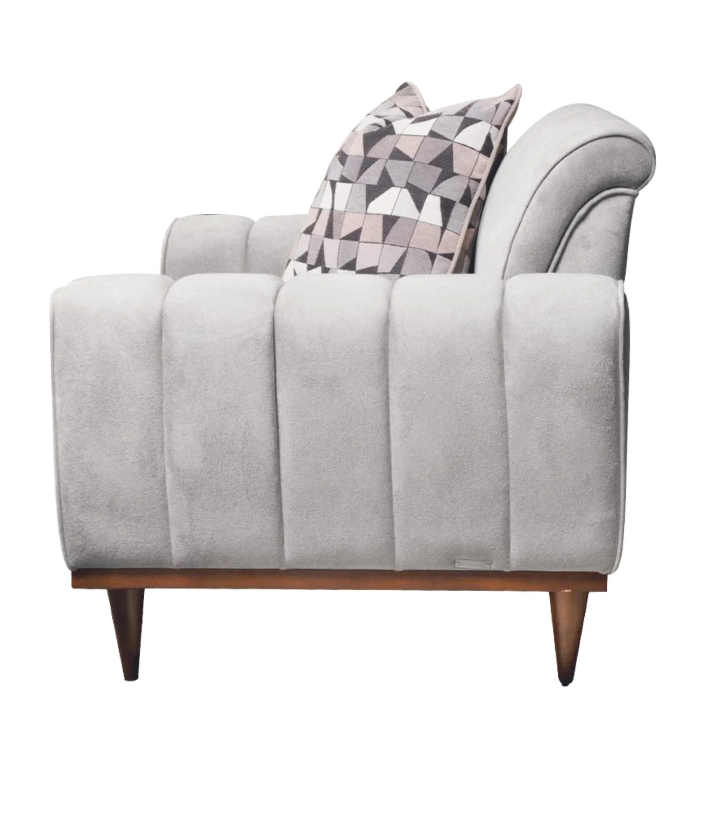 Michael Amini Balboa Chenille Chair and a Half - Shell Gray/Warm Walnut - Image 3