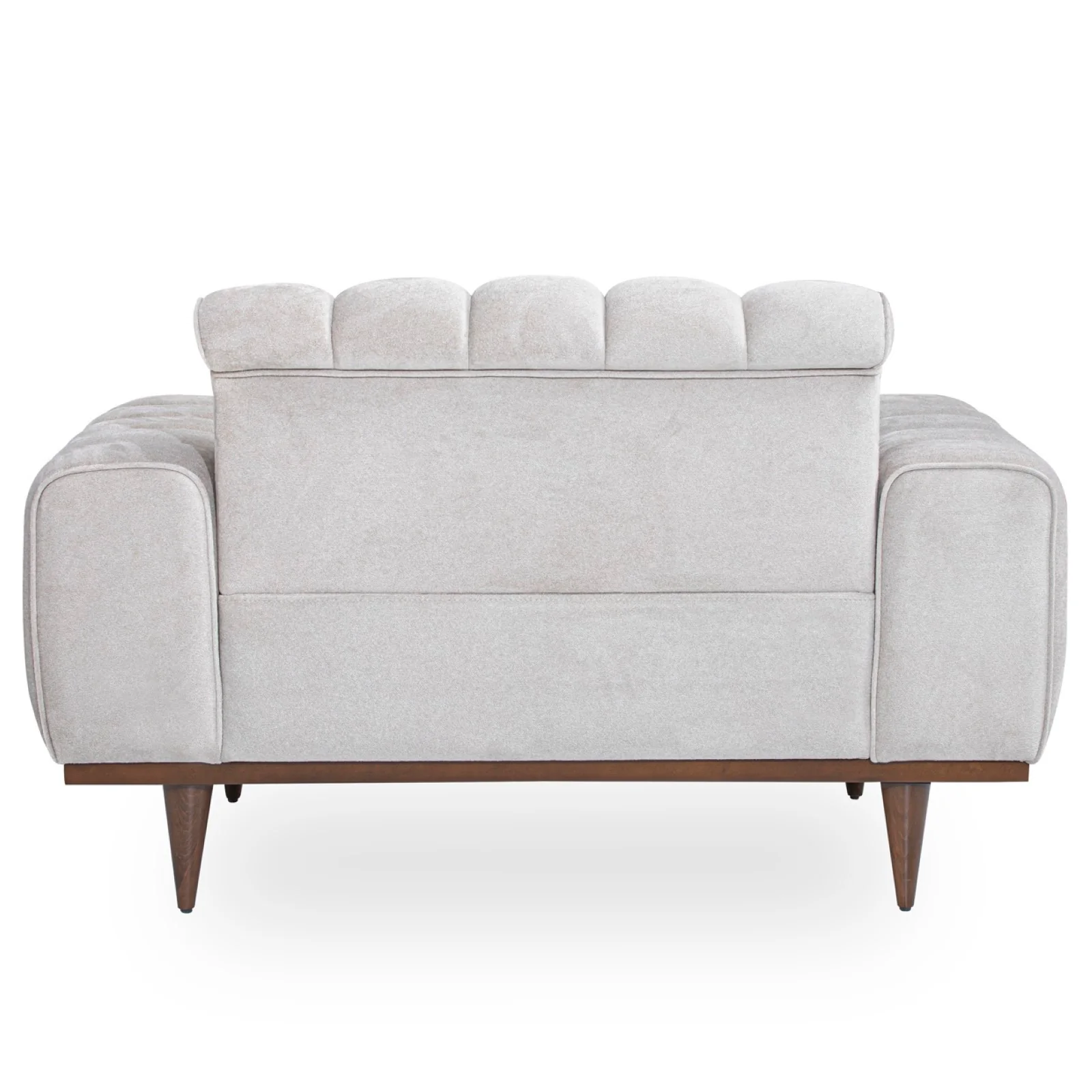 Michael Amini Balboa Chenille Chair and a Half - Shell Gray/Warm Walnut - Image 4