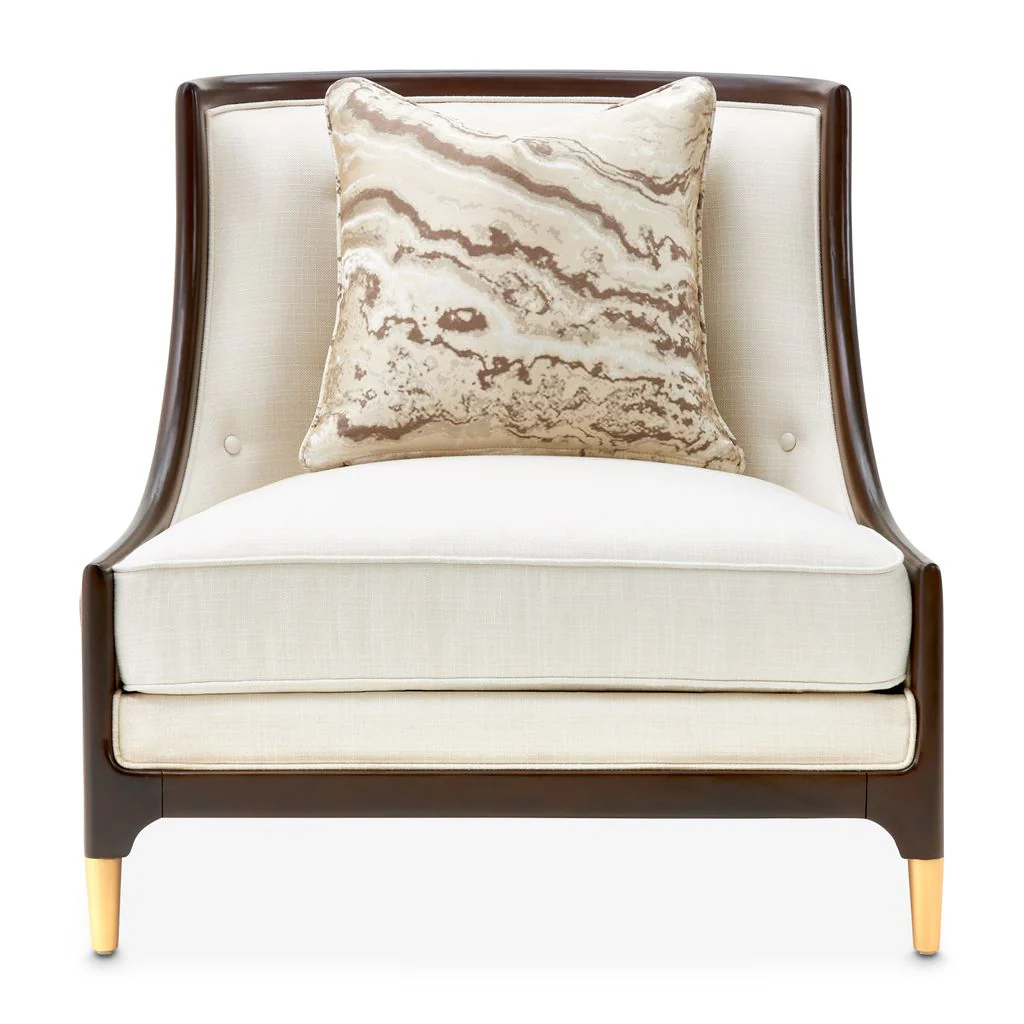 Michael Amini Belmont Place Accent Chair - Cream/Espresso - Image 18