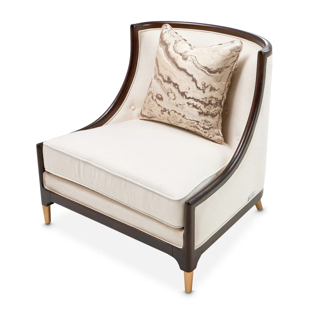 Michael Amini Belmont Place Accent Chair - Cream/Espresso - Image 2