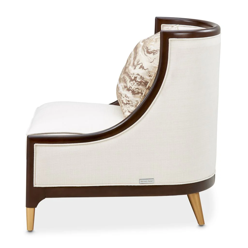 Michael Amini Belmont Place Accent Chair - Cream/Espresso - Image 3