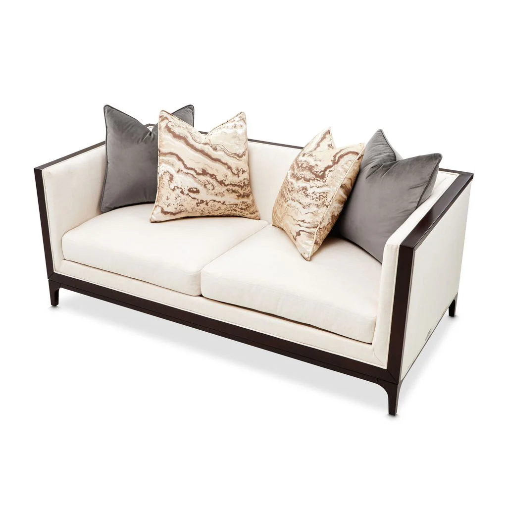Michael Amini Belmont Place Loveseat - Cream/Espresso - Image 10
