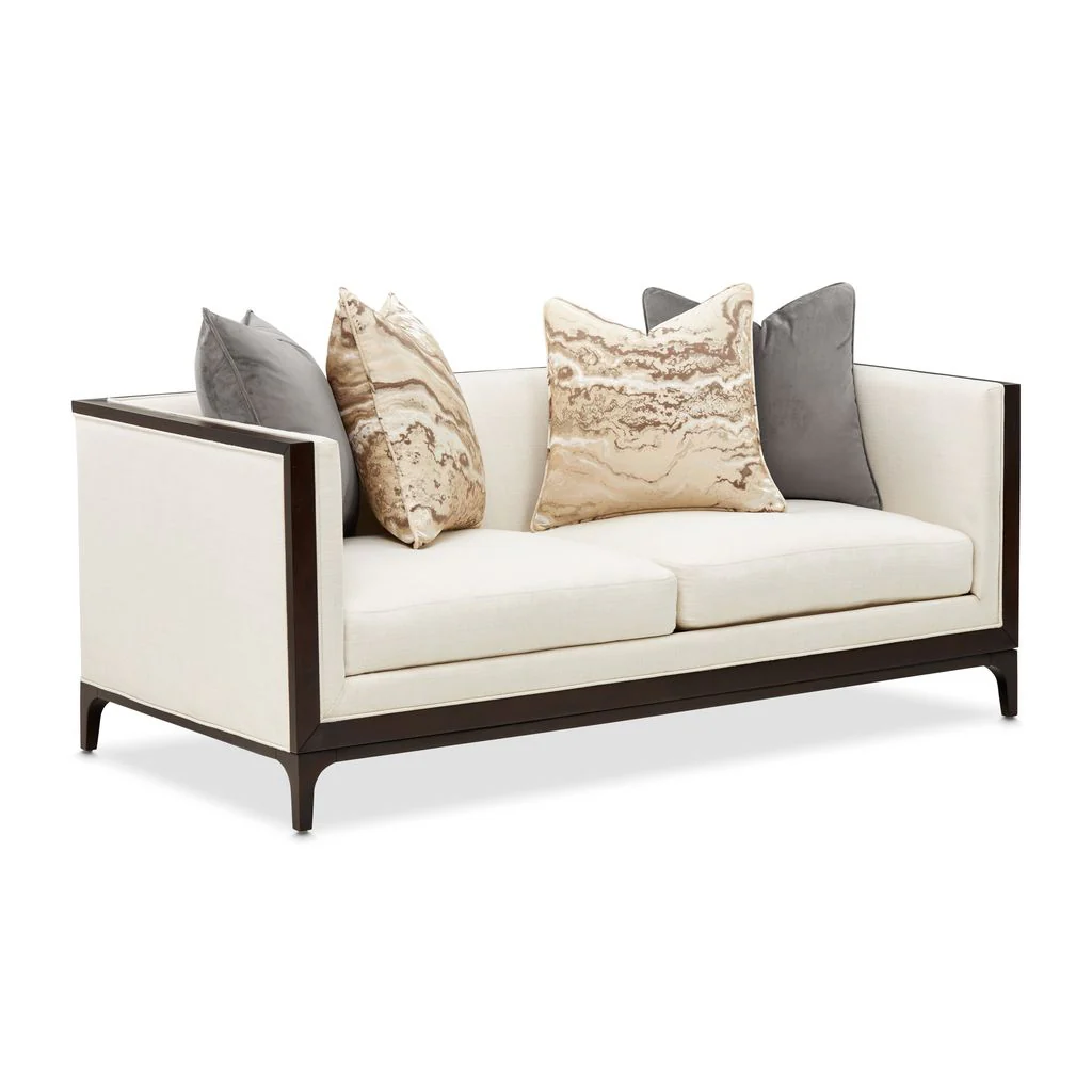 Michael Amini Belmont Place Loveseat - Cream/Espresso - Image 13
