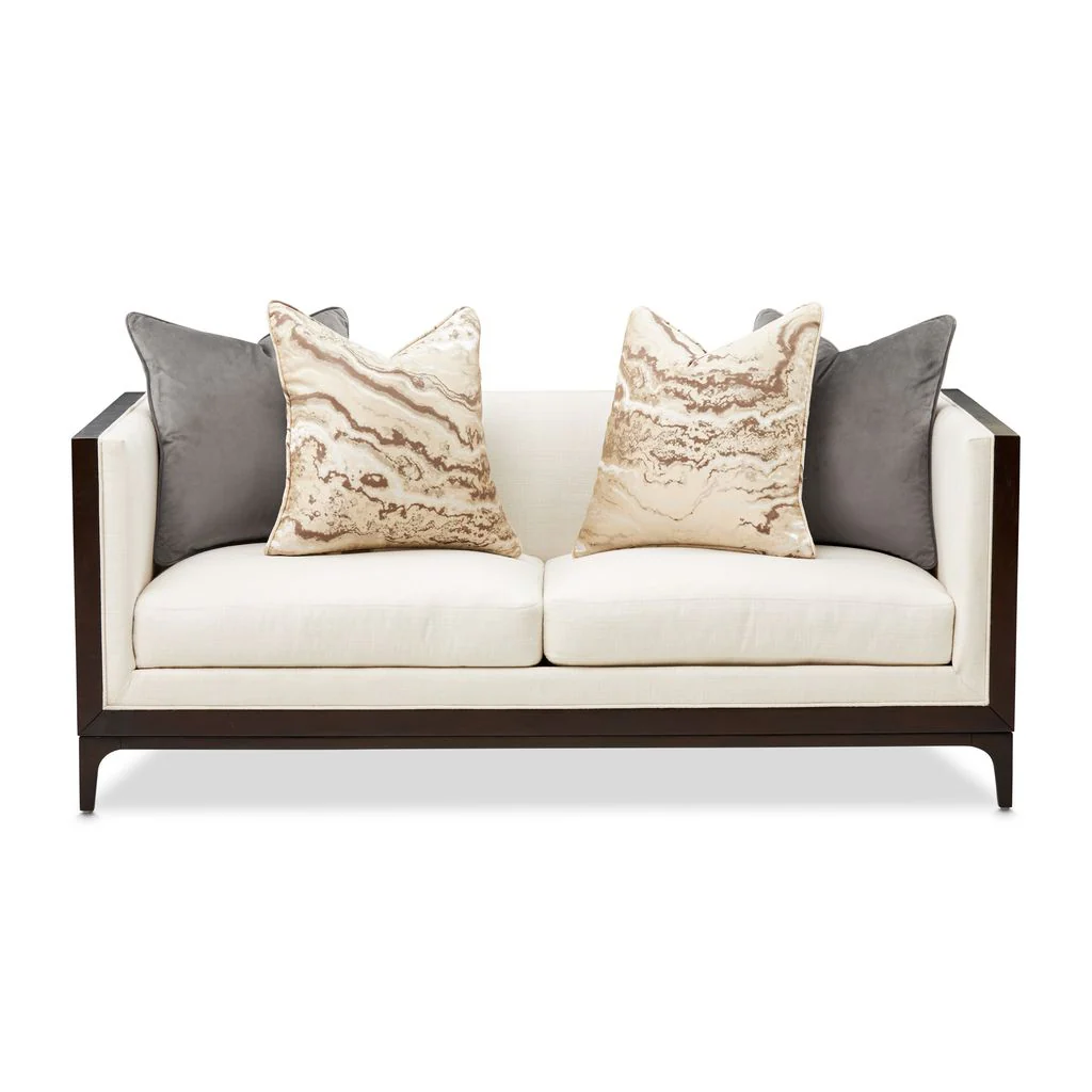 Michael Amini Belmont Place Loveseat - Cream/Espresso - Image 14