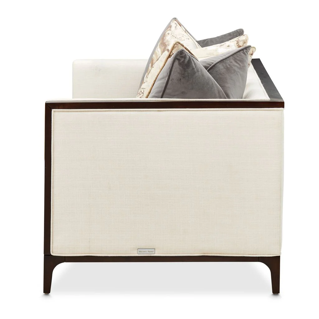 Michael Amini Belmont Place Loveseat - Cream/Espresso - Image 5
