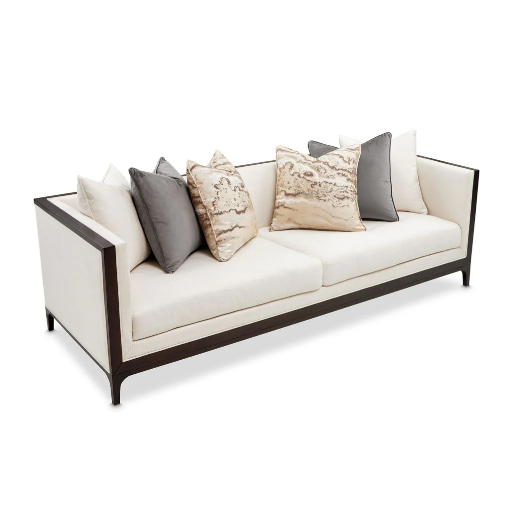 Michael Amini Belmont Place Sofa - Cream/Espresso - Image 10