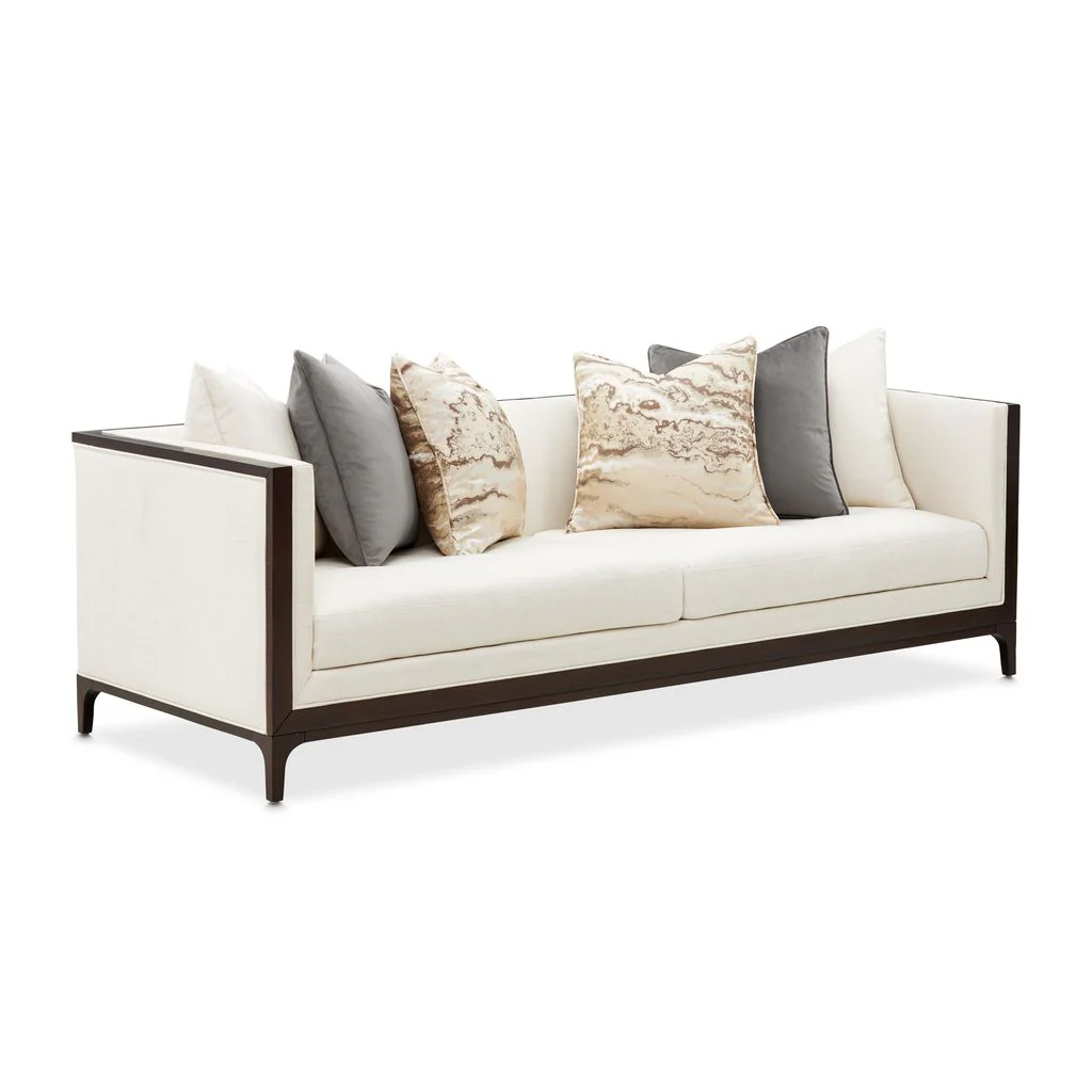 Michael Amini Belmont Place Sofa - Cream/Espresso - Image 14