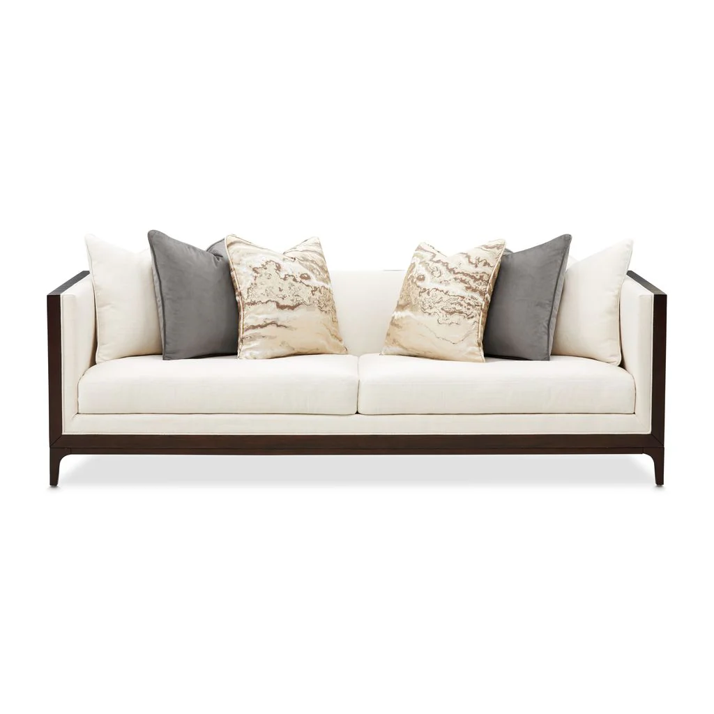Michael Amini Belmont Place Sofa - Cream/Espresso - Image 15